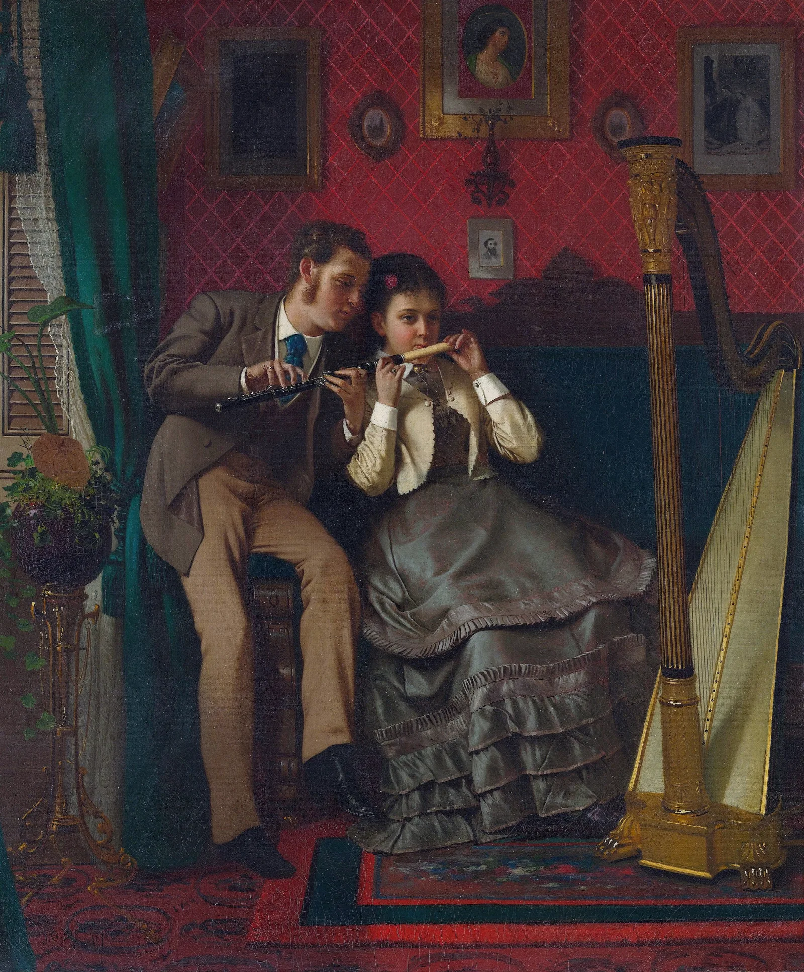 The Music Lesson 3 Wall Art by John George Brown - Canvas Print
