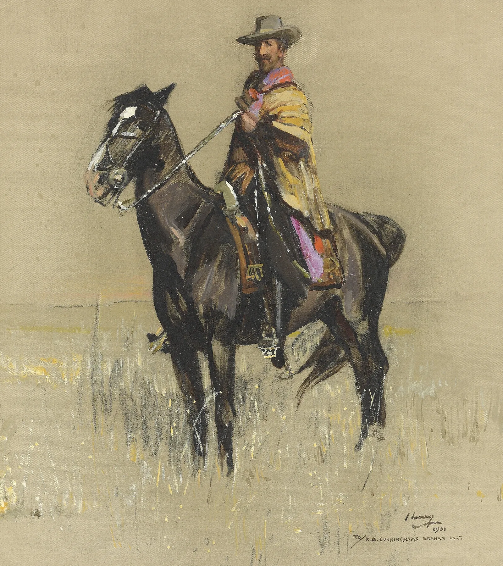 Don Roberto Robert Bontine Cunninghame Graham On Pampa Wall Art by Sir John Lavery - Canvas Print
