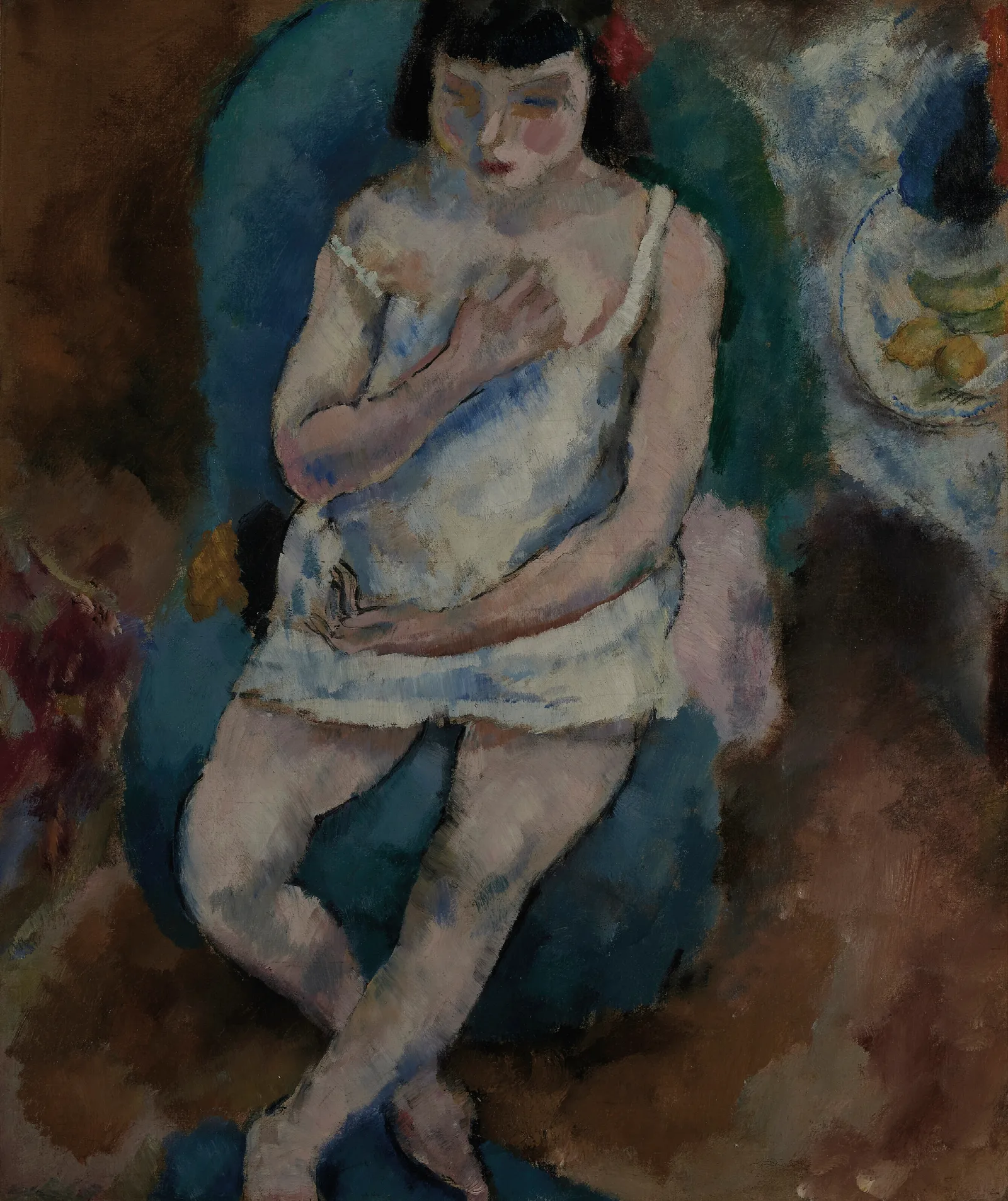 Jeune Fille En Chemise Wall Art by Jules Pascin - Canvas Print