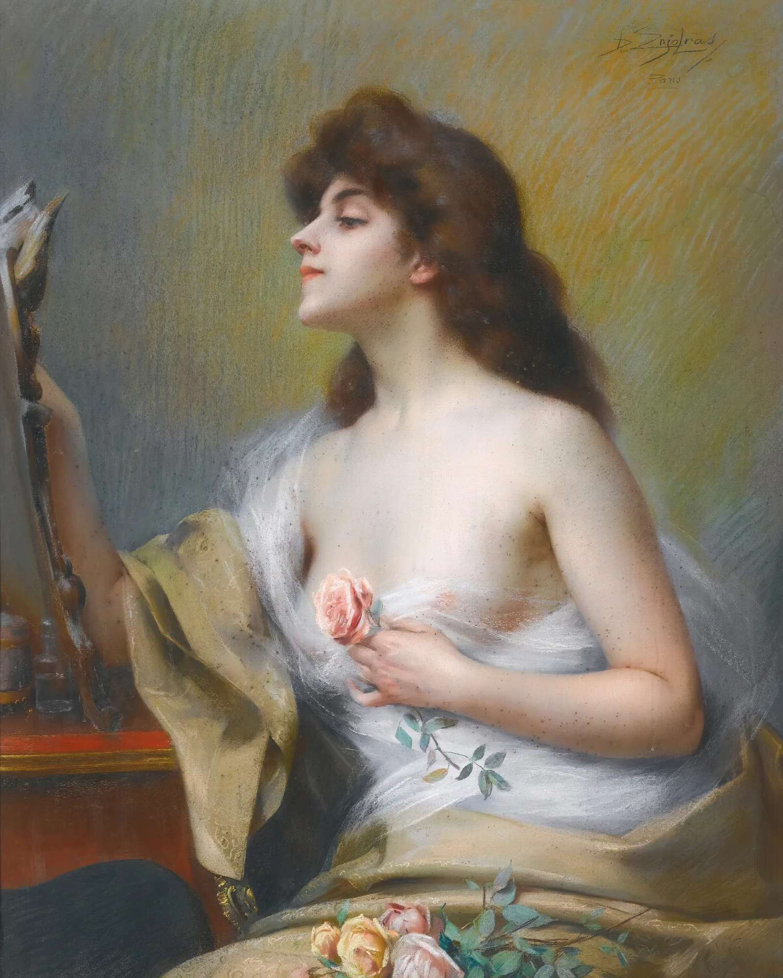 Girl With A Rose Wall Art by Delphin Enjolras - Canvas Print