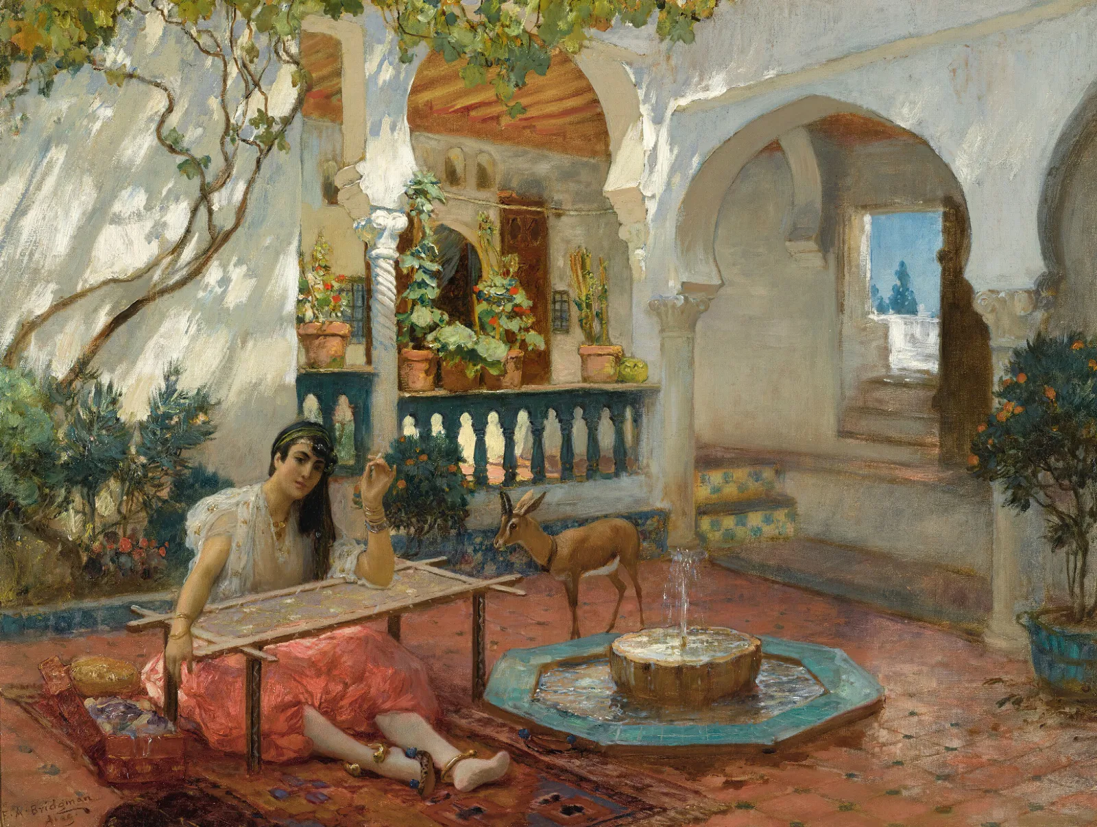 The Weaver Wall Art by Frederick Arthur Bridgman - Canvas Print