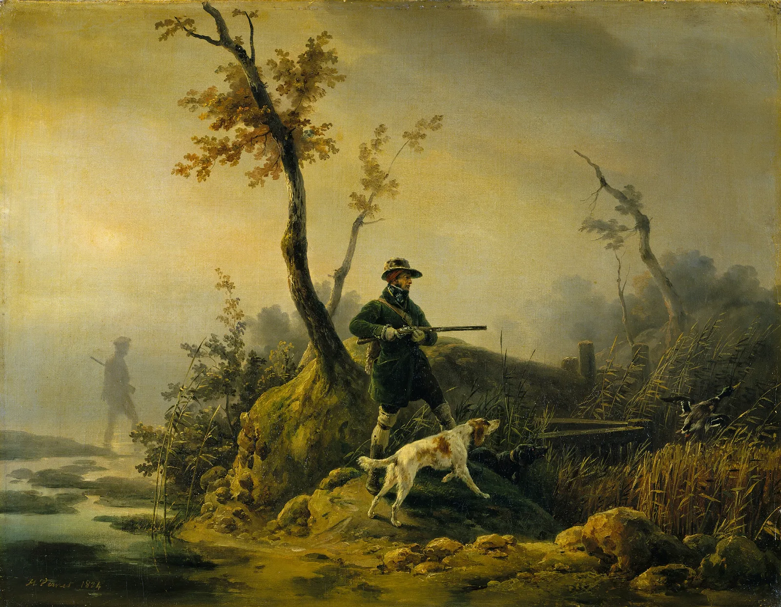 Duck Shooting 2 Wall Art by Horace Vernet - Canvas Print