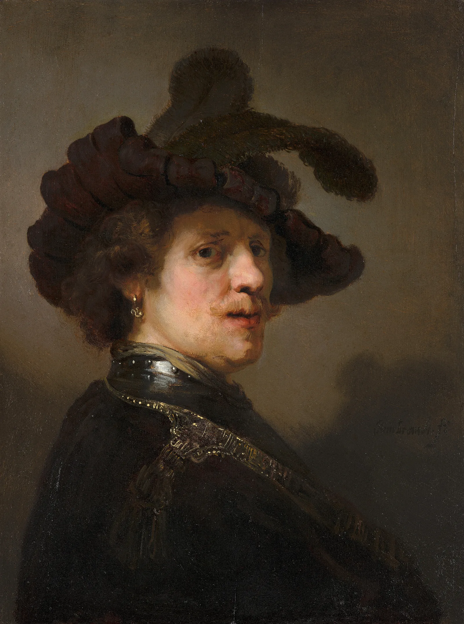 Tronie Of A Man With A Feathered Beret Wall Art by Rembrandt van Rijn - Canvas Print