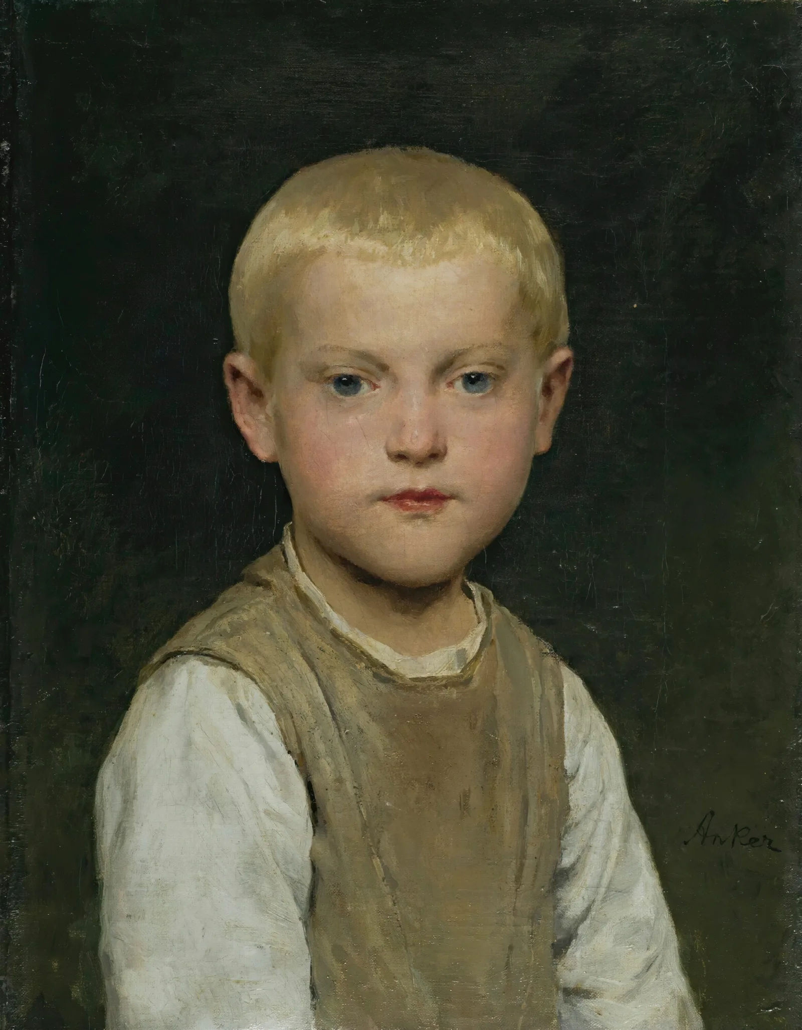 Knabenbildnis Dr Heiri Wall Art by Albert Anker - Canvas Print