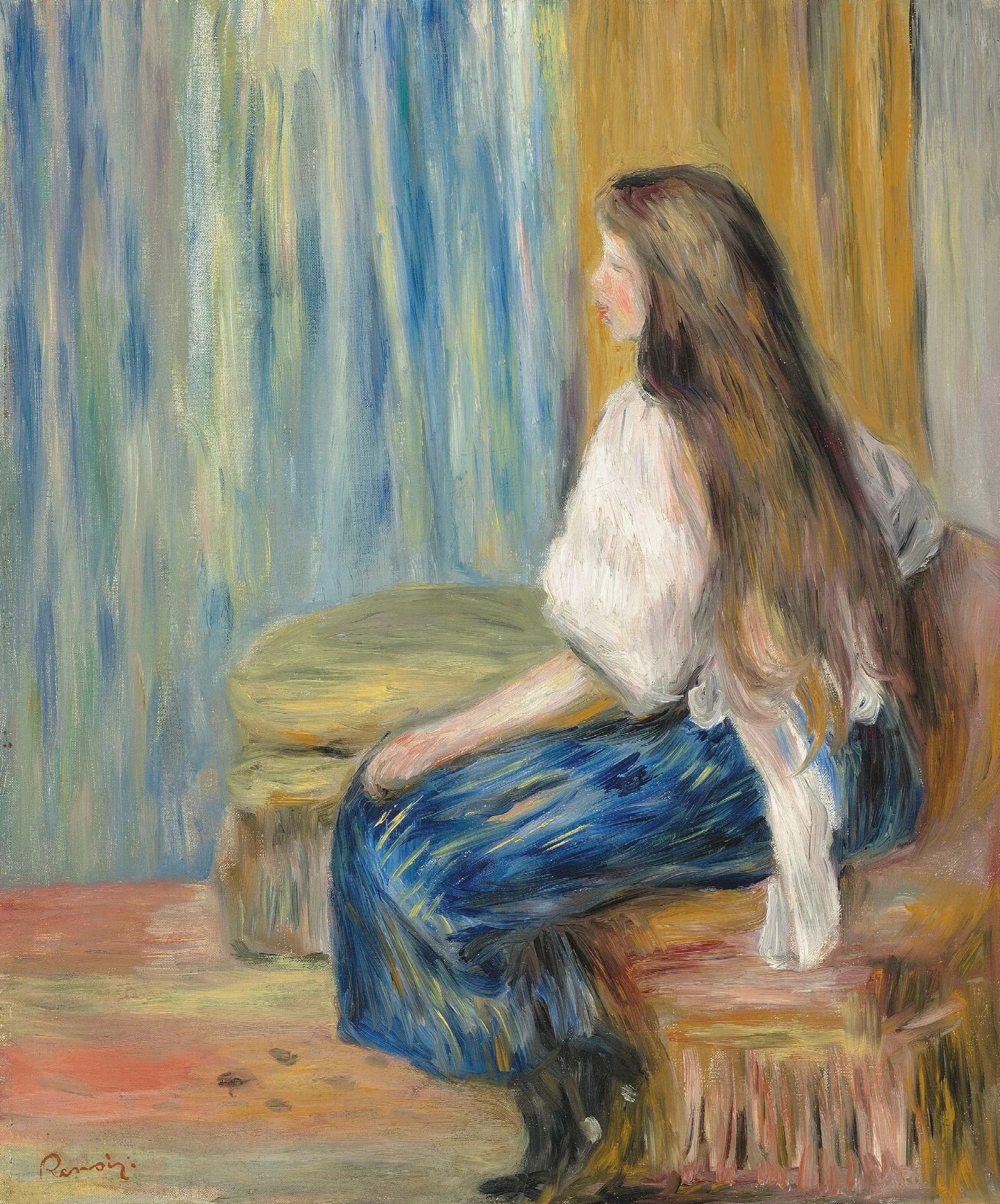 Femme Aux Longs Cheveux Wall Art by Pierre-Auguste Renoir - Canvas Print