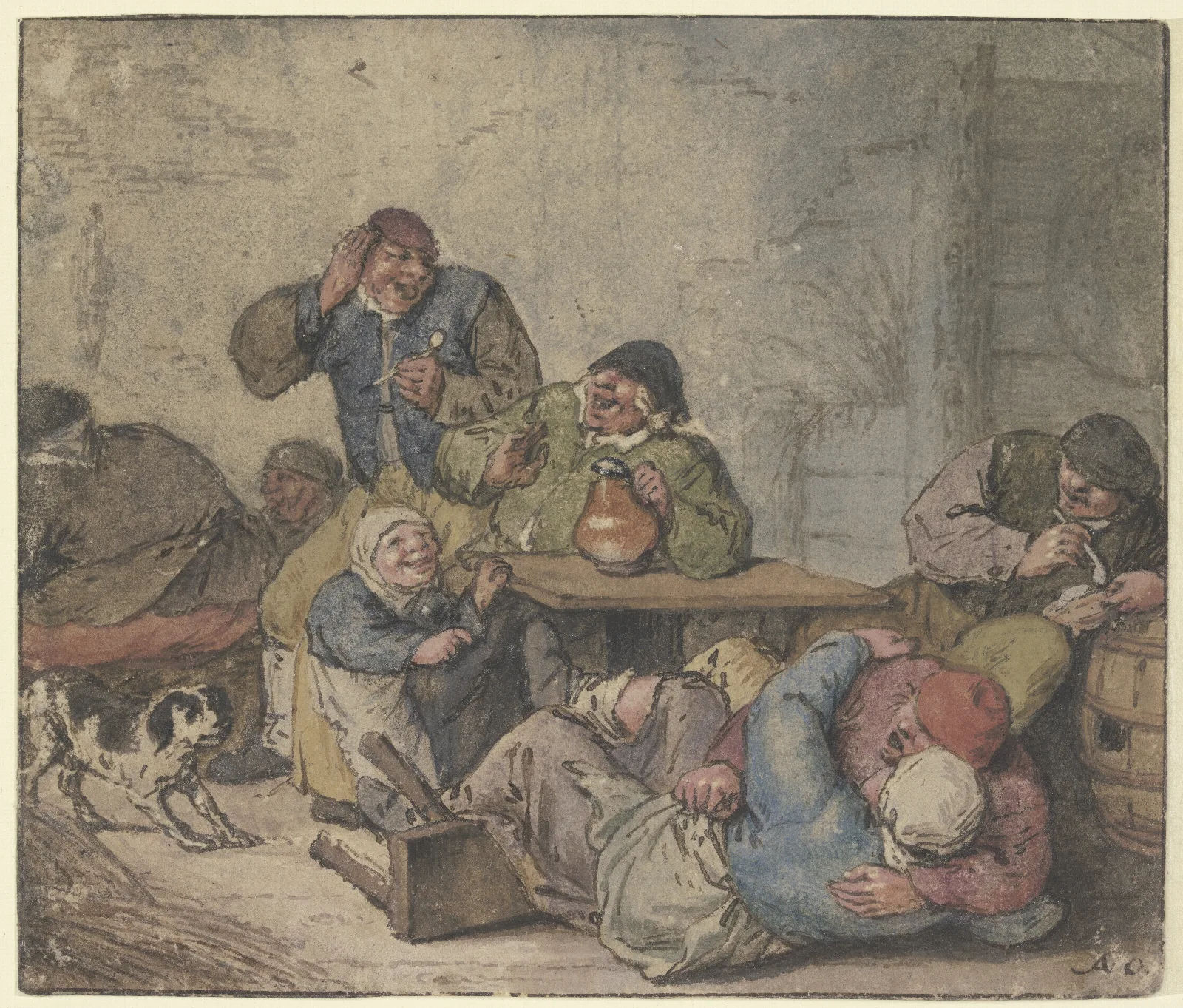 Ausgelassene Bauern Im Wirtshaus 2 Wall Art by Adriaen van Ostade - Canvas Print