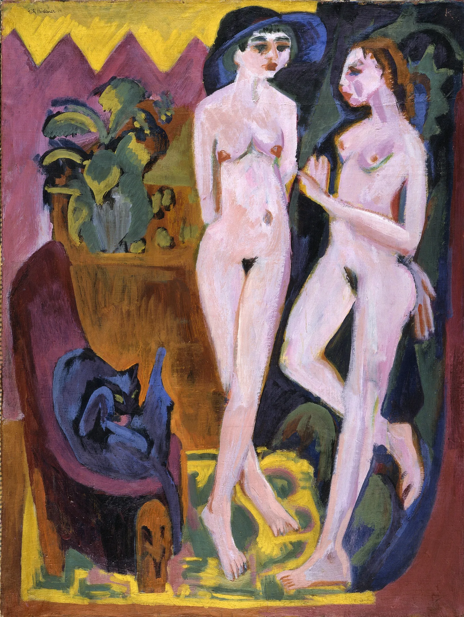Two Nudes In A Room Wall Art by Ernst Ludwig Kirchner - Canvas Print