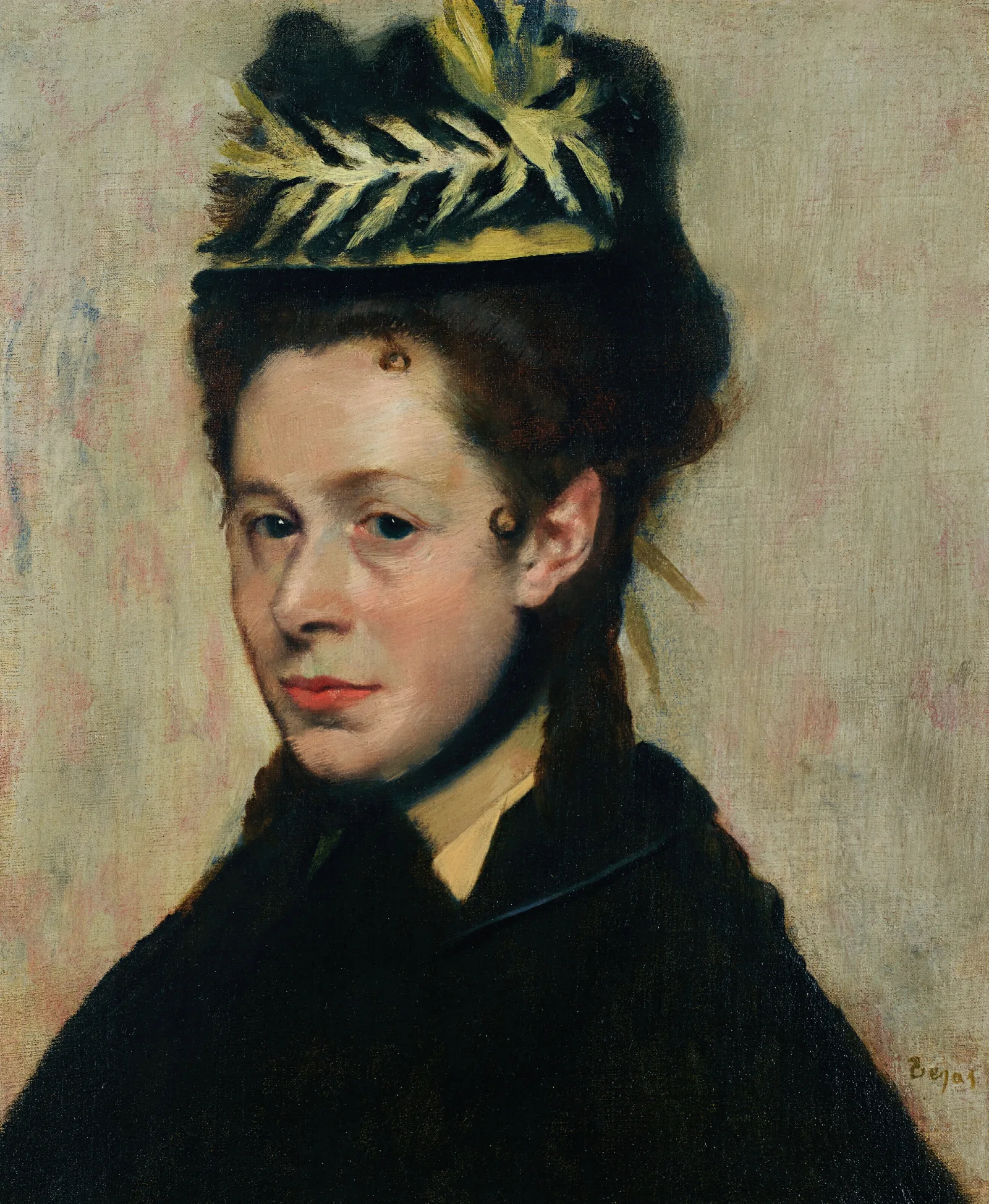 Buste De Femme Au Chapeau A Plumes Wall Art by Edgar Degas - Canvas Print