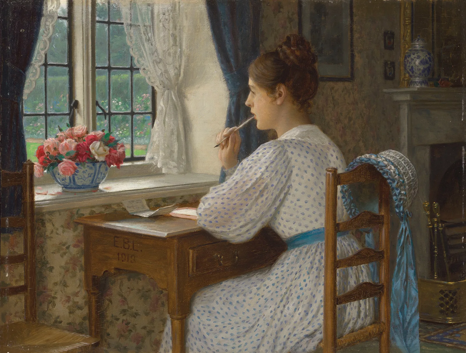 Straying Thoughts Wall Art by Edmund Blair Leighton - Canvas Print
