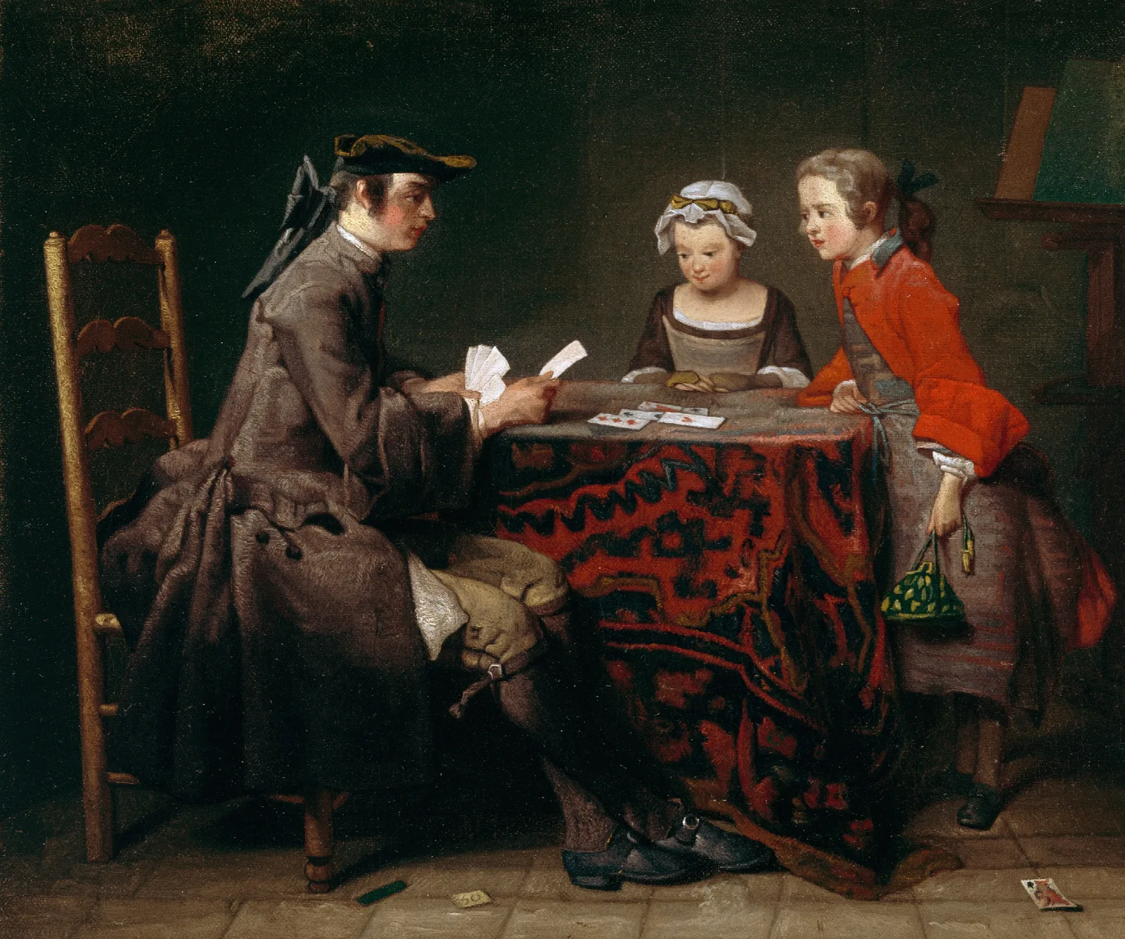 Les Tours De Cartes Wall Art by Jean Siméon Chardin - Canvas Print