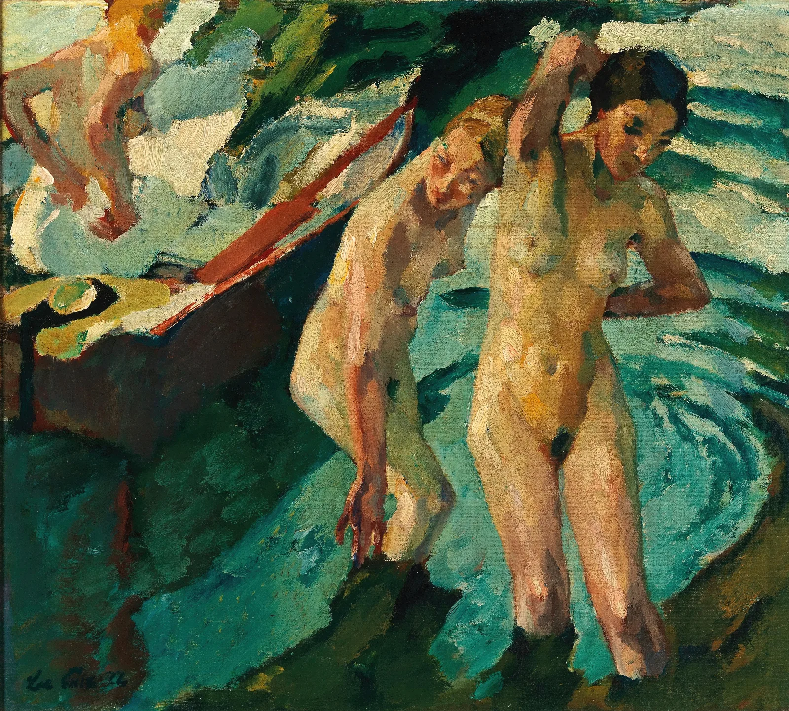 Bathers 12 Wall Art by Leo Putz - Canvas Print