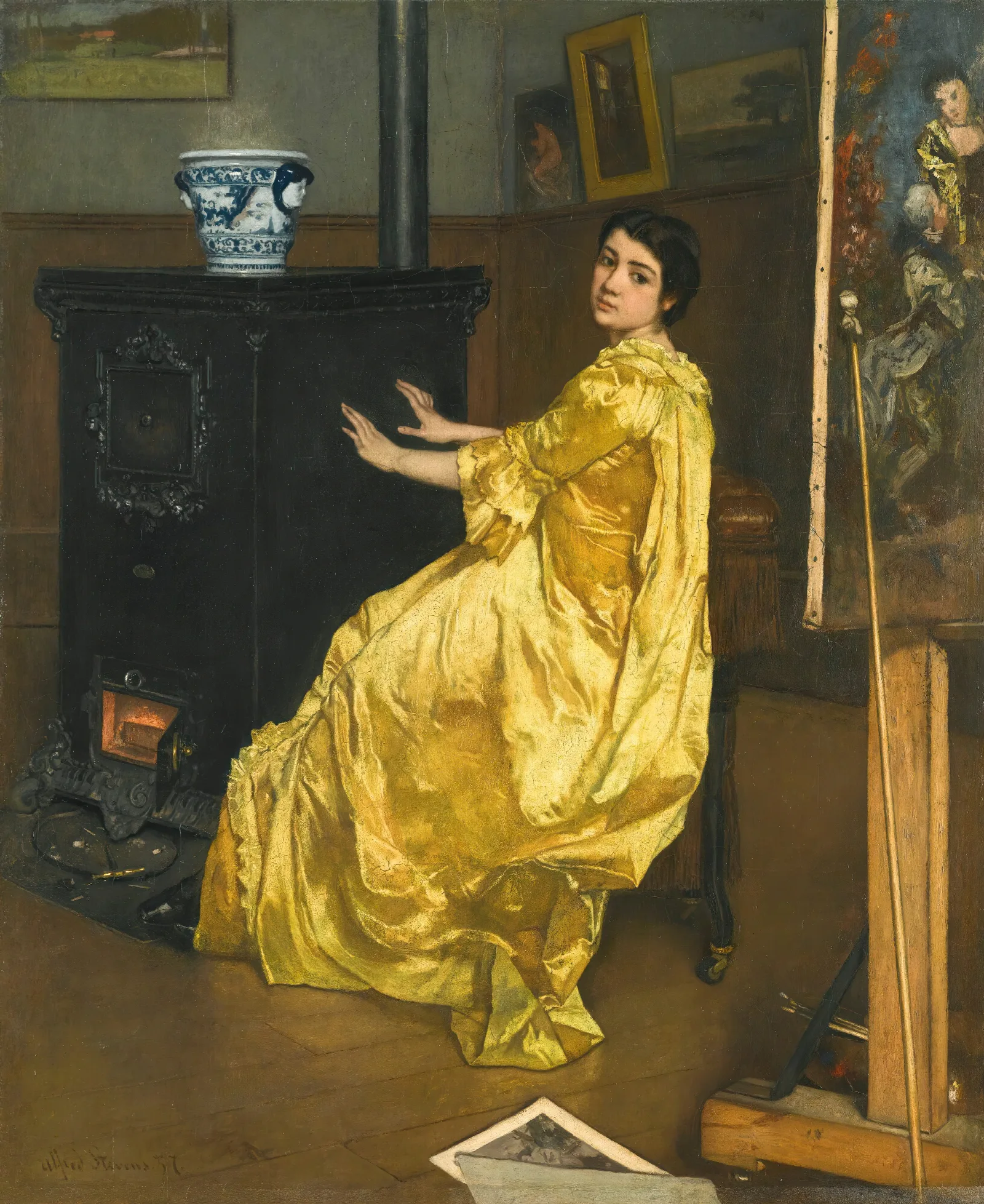 Dans Latelier Le Repos Du Modele Wall Art by Alfred Stevens - Canvas Print
