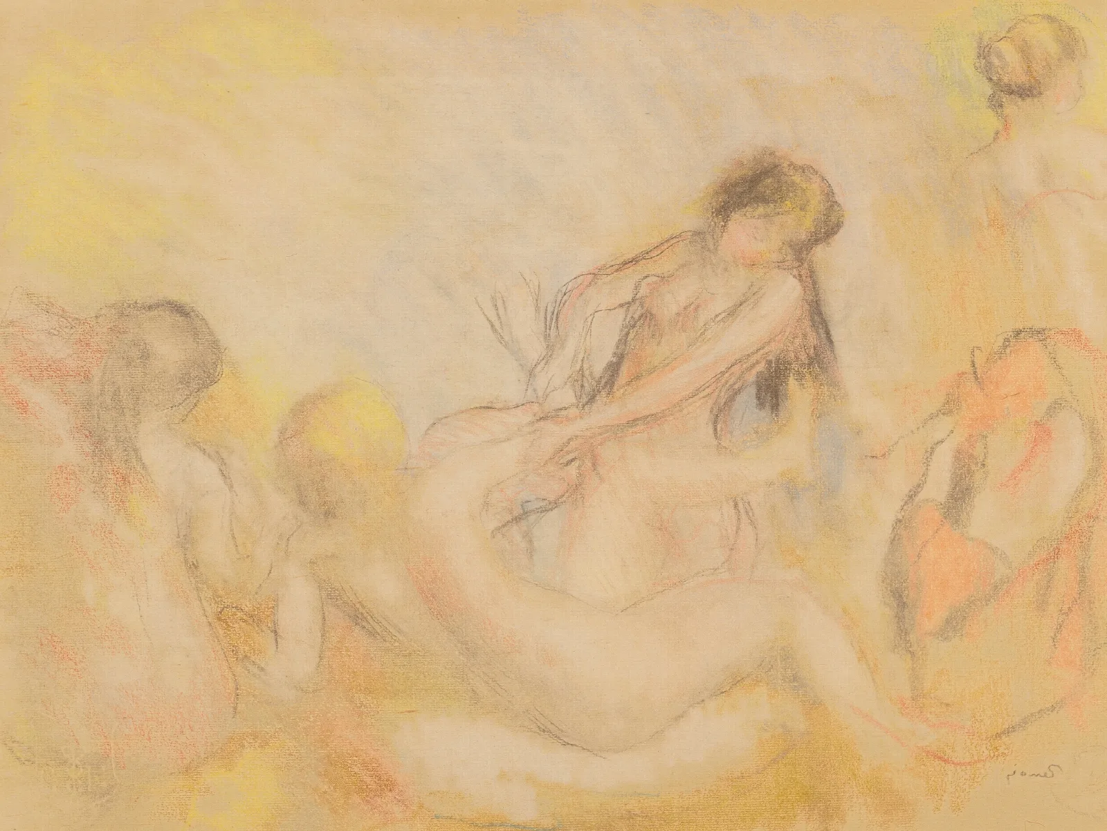Les Baigneuses Au Crabe I Wall Art by Pierre-Auguste Renoir - Canvas Print