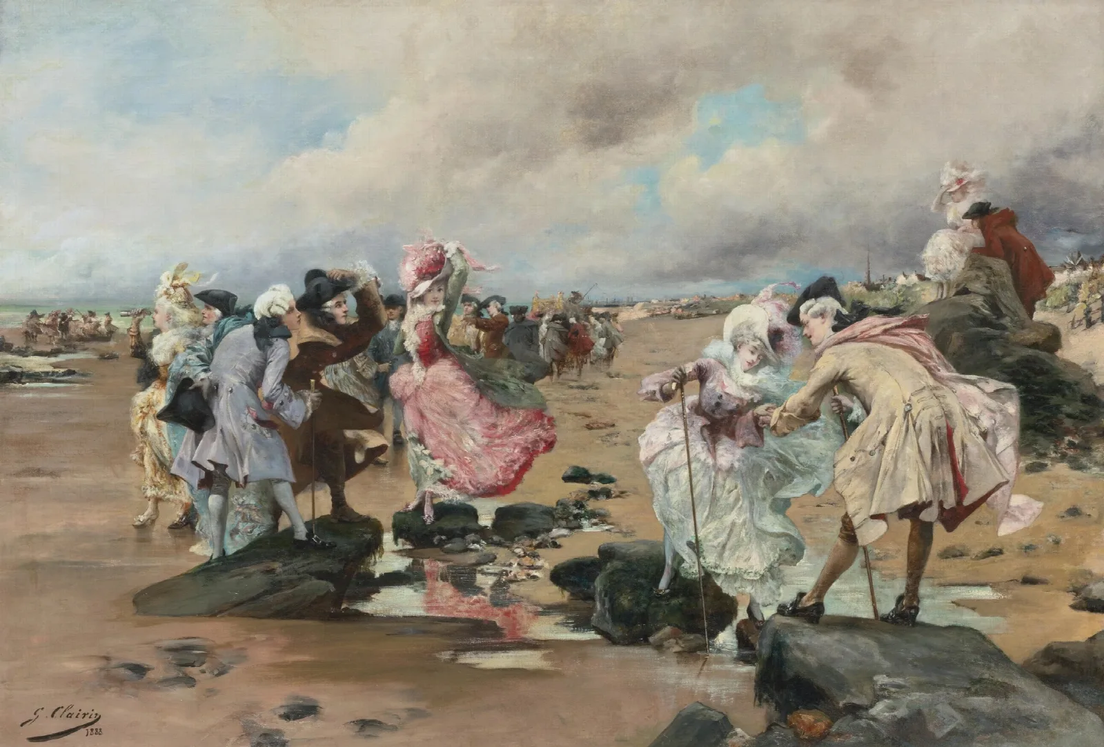 A Sunday At The Seaside 2 Wall Art by Georges Jules Victor Clairin - Canvas Print