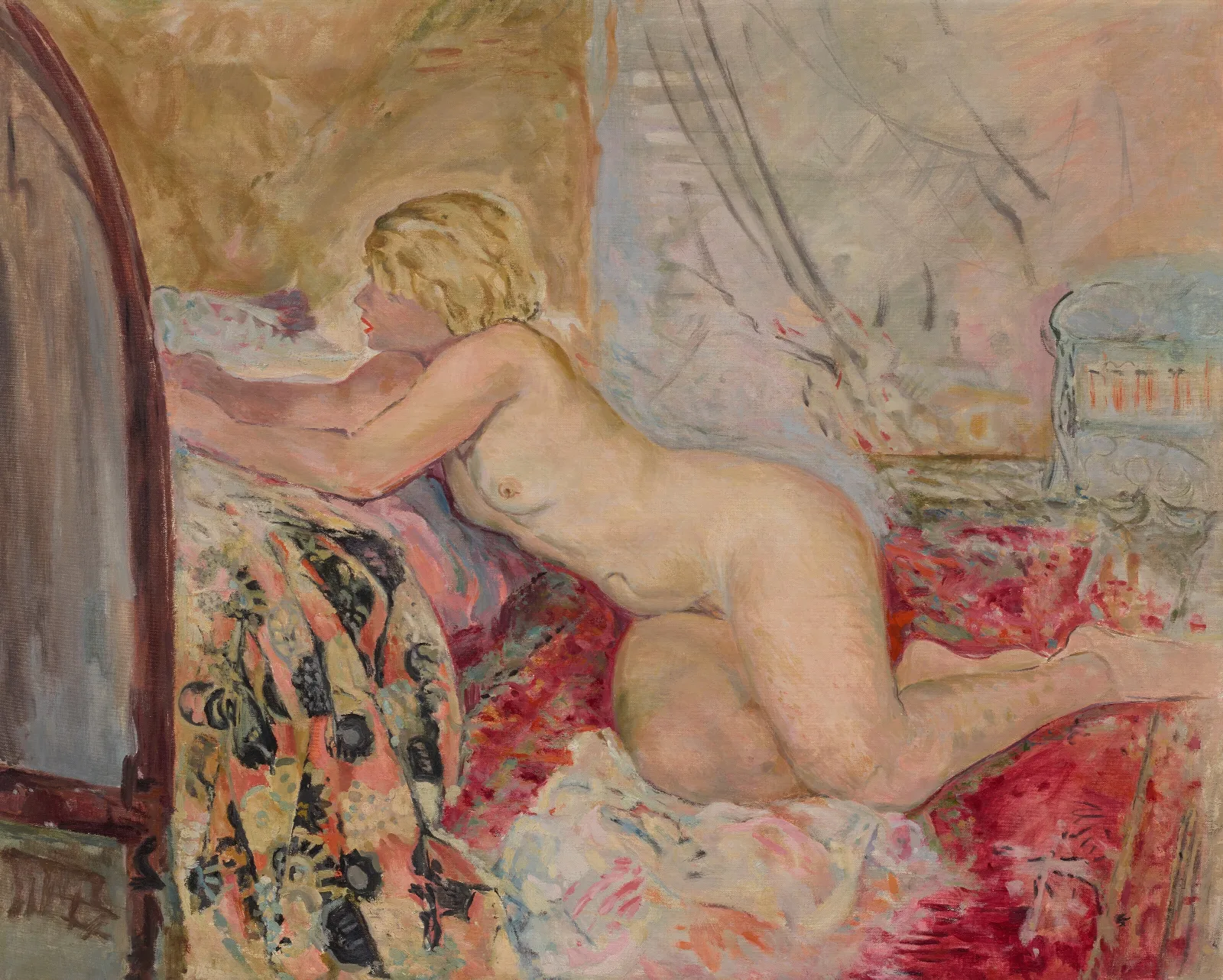 Nu Allonge Contre Un Lit Marinette Wall Art by Henri Lebasque - Canvas Print