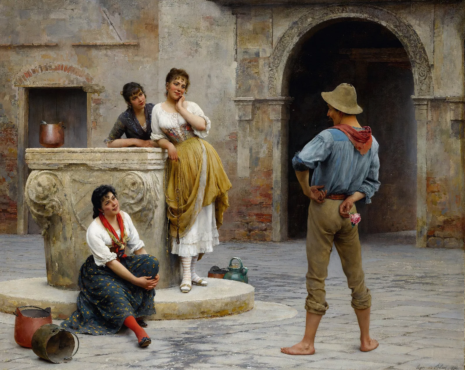 Flirtation Wall Art by Eugen von Blaas - Canvas Print