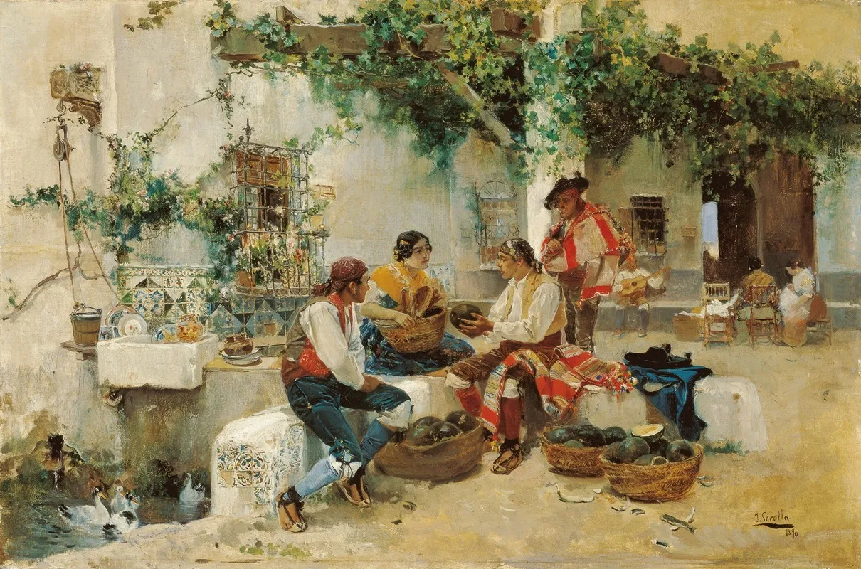 Selling Melons Wall Art by Joaquín Sorolla - Canvas Print