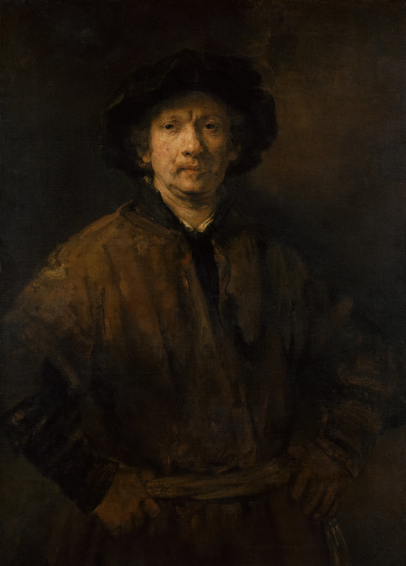Large Self Portrait Wall Art by Rembrandt van Rijn - Canvas Print