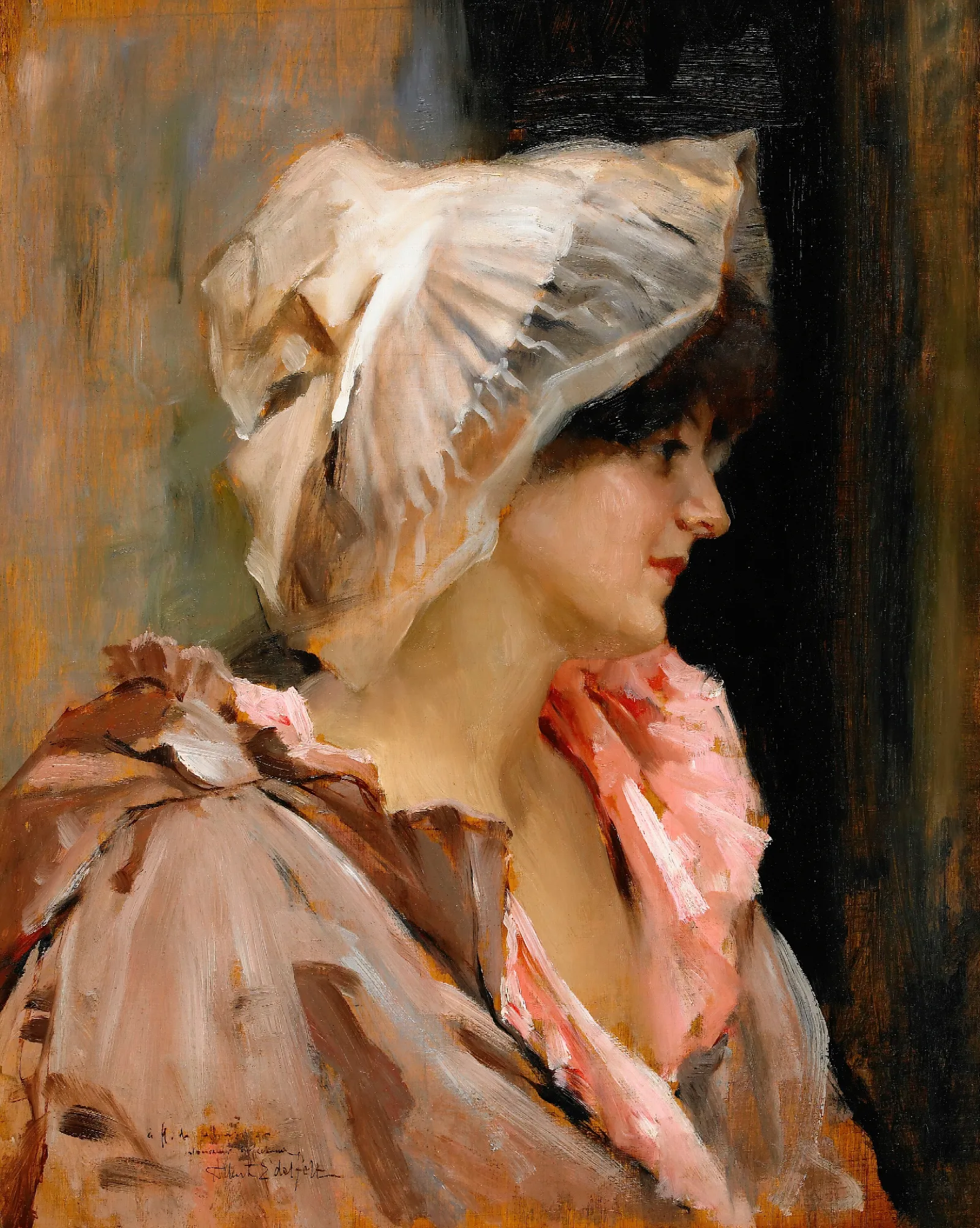 Parisian Lady In A Peignoir Wall Art by Albert Edelfelt - Canvas Print
