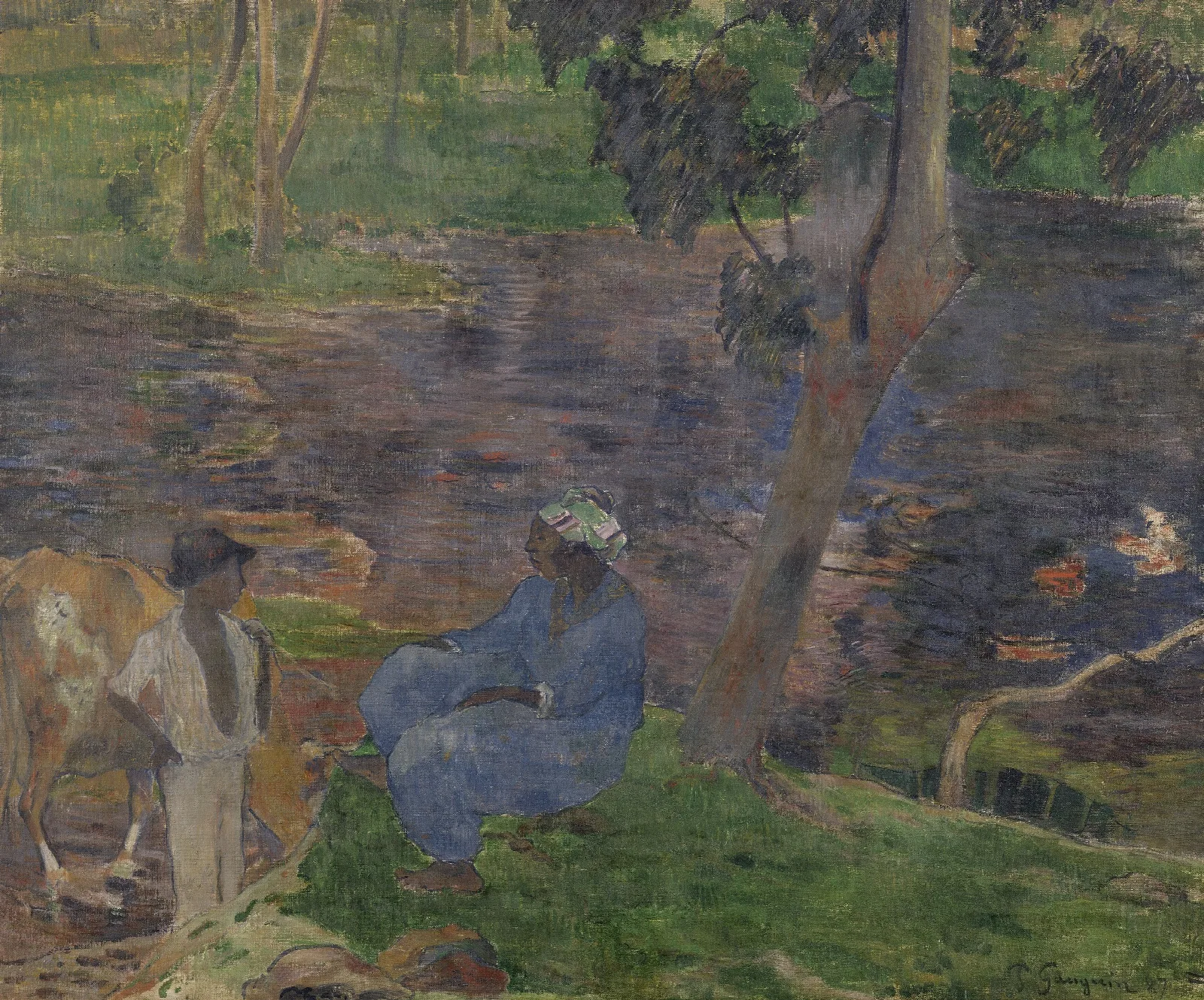 On The Banks Of The River At Martinique Wall Art by Paul Gauguin - Canvas Print