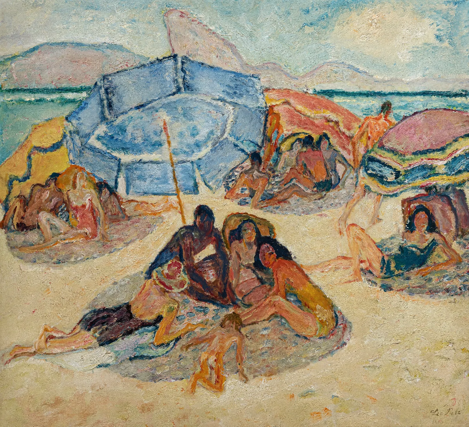 Der Blaue Schirm Vor Dem Zuckerhut Wall Art by Leo Putz - Canvas Print