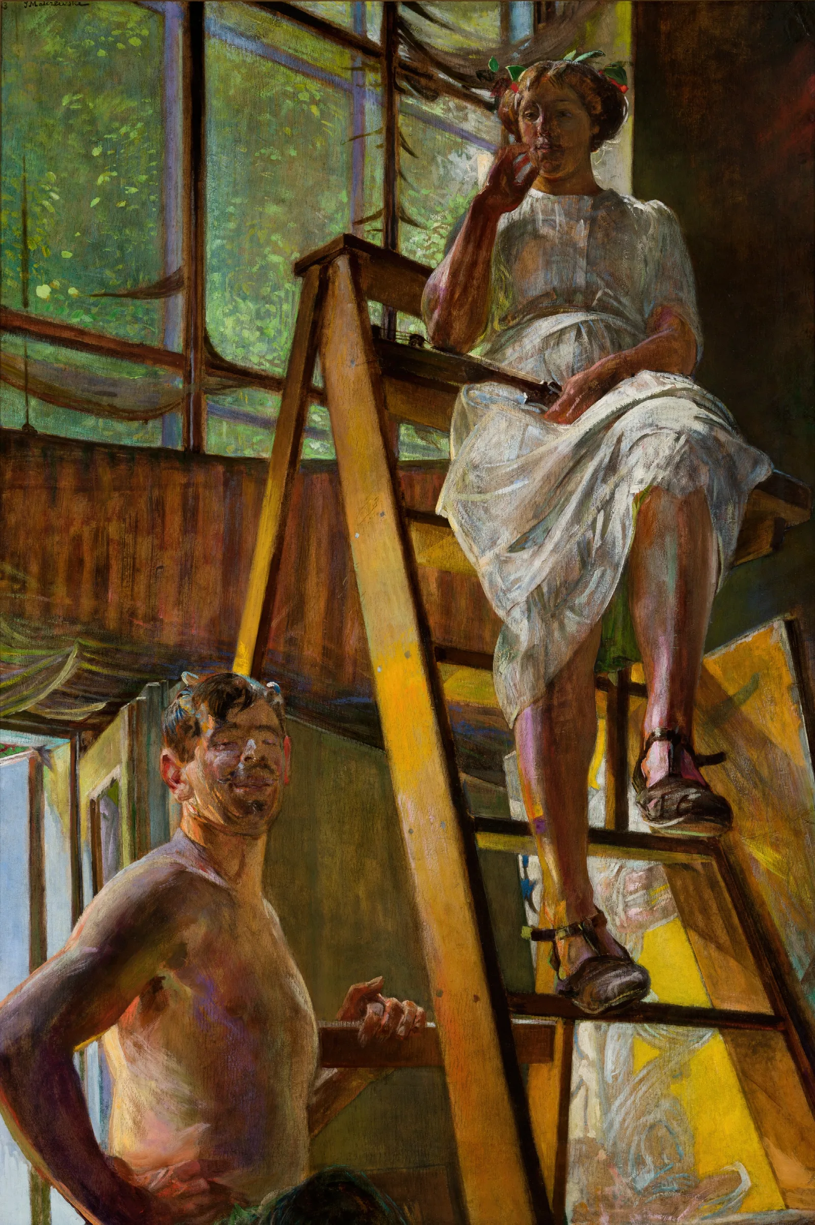 Satyr And A Model Wall Art by Jacek Malczewski - Canvas Print