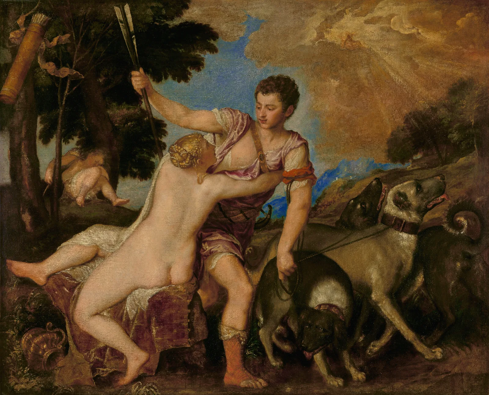 Venus And Adonis 8 Wall Art by Titian - Canvas Print