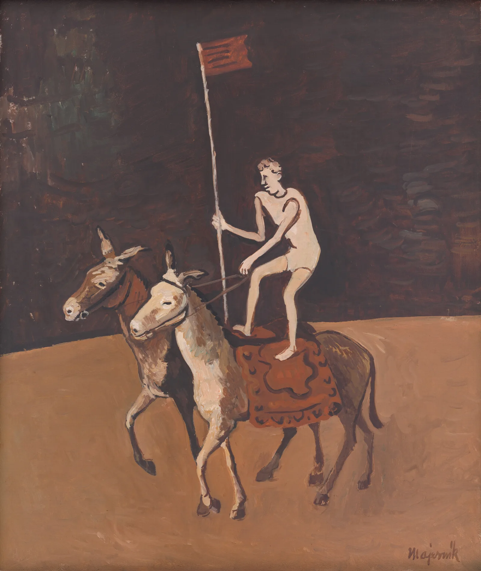 Circus Performer On Horses Wall Art by Cyprián Majerník - Canvas Print