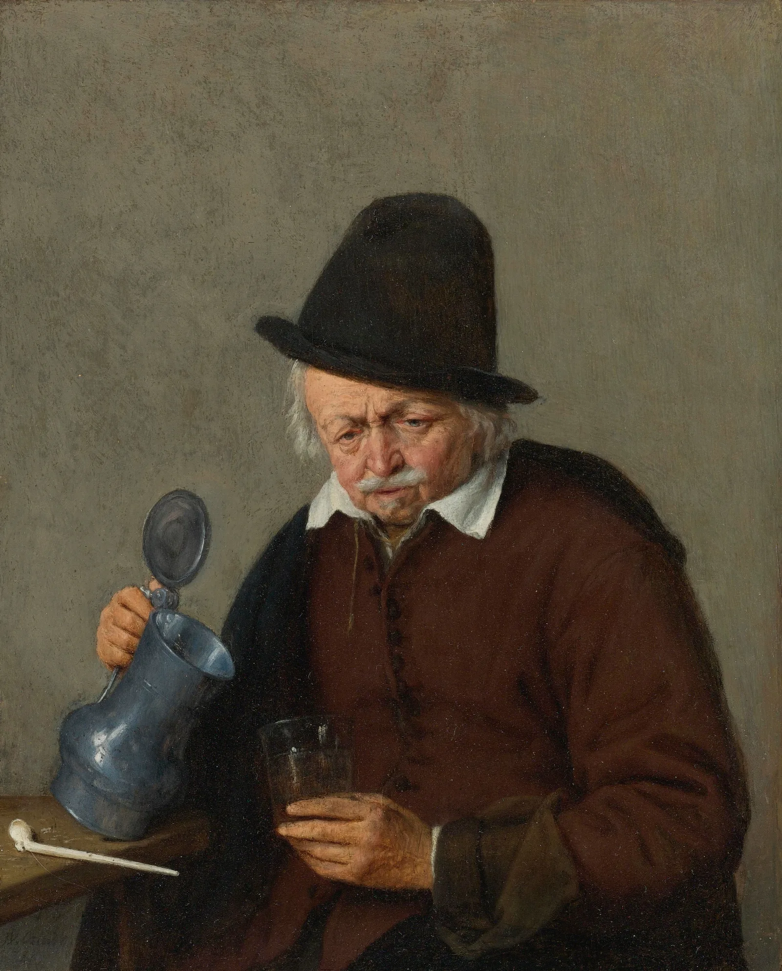 A Man Holding A Tankard And A Glass Wall Art by Adriaen van Ostade - Canvas Print