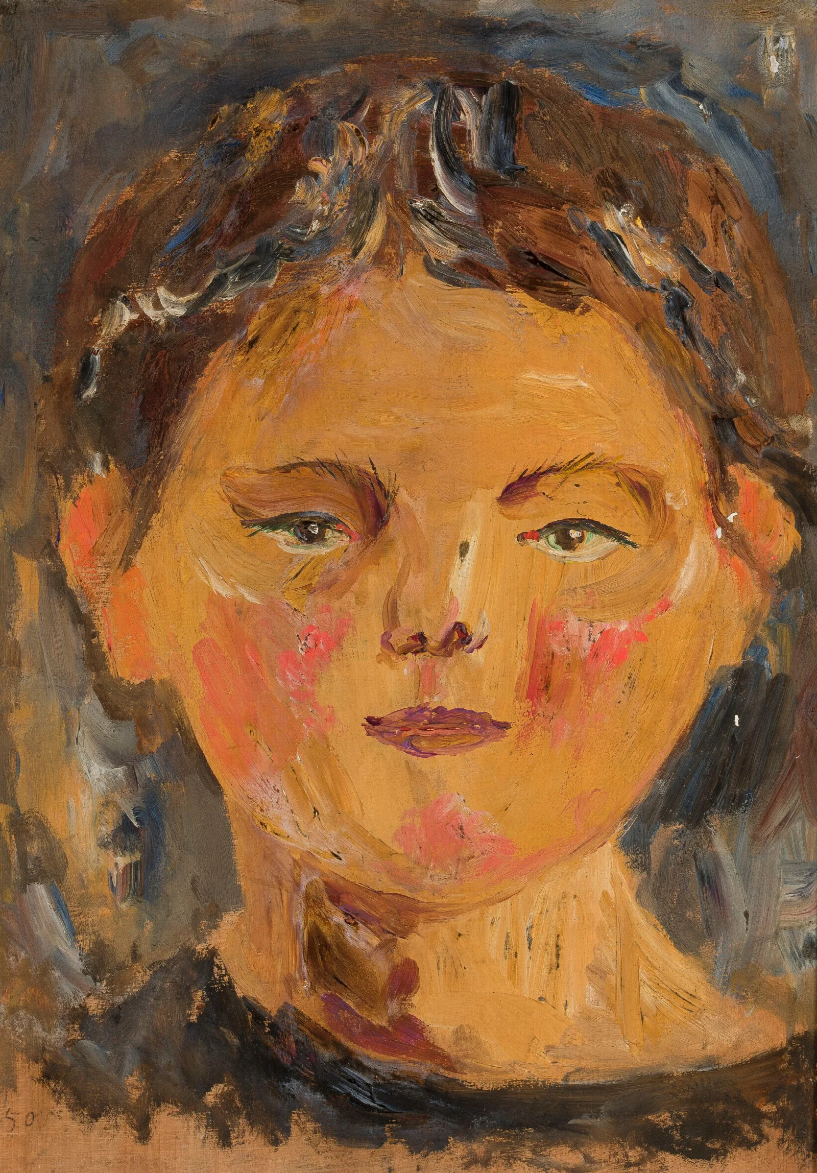 Little Girls Head 2 Wall Art by Tadeusz Makowski - Canvas Print