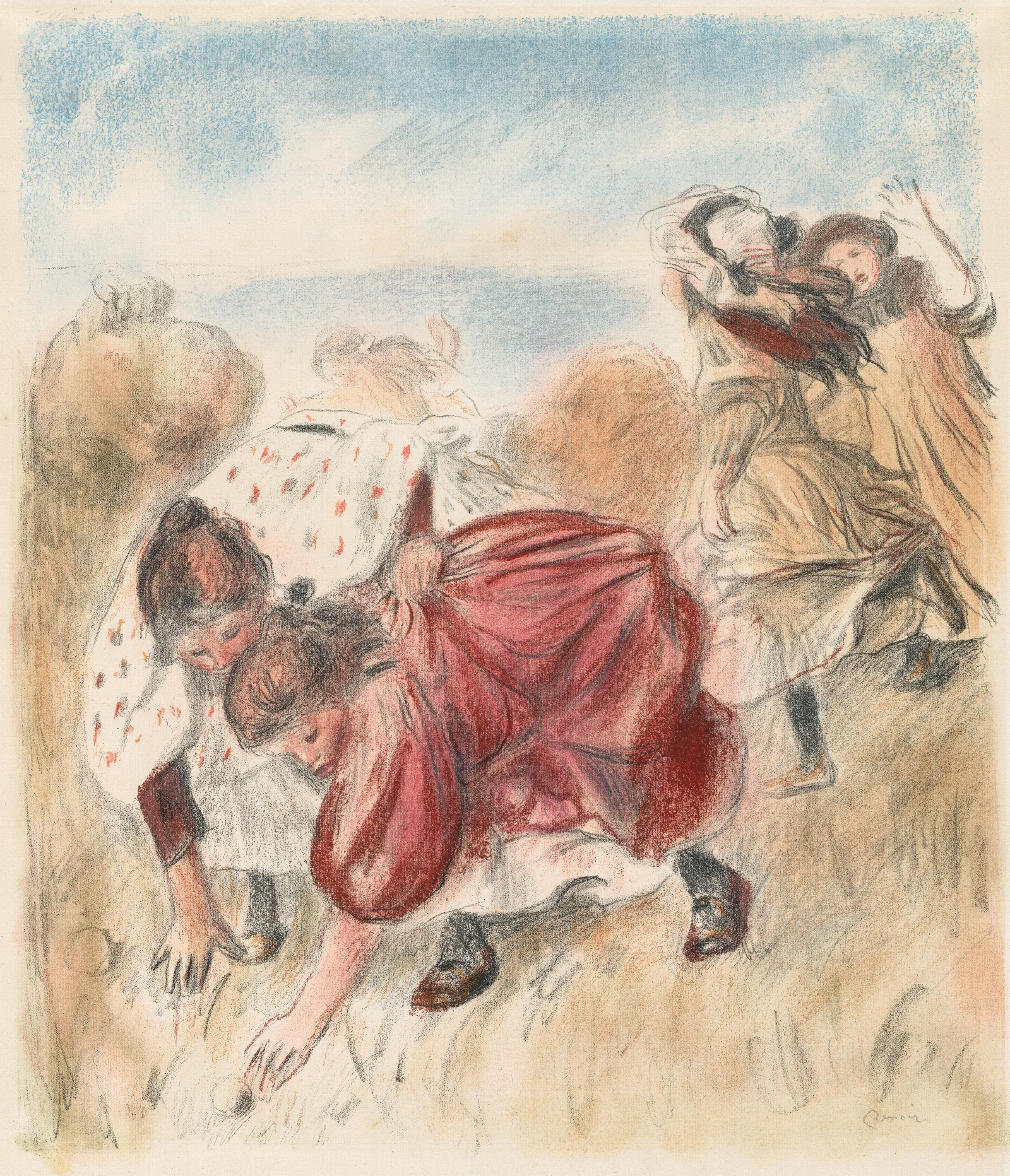 Children Playing Ball Wall Art by Pierre-Auguste Renoir - Canvas Print