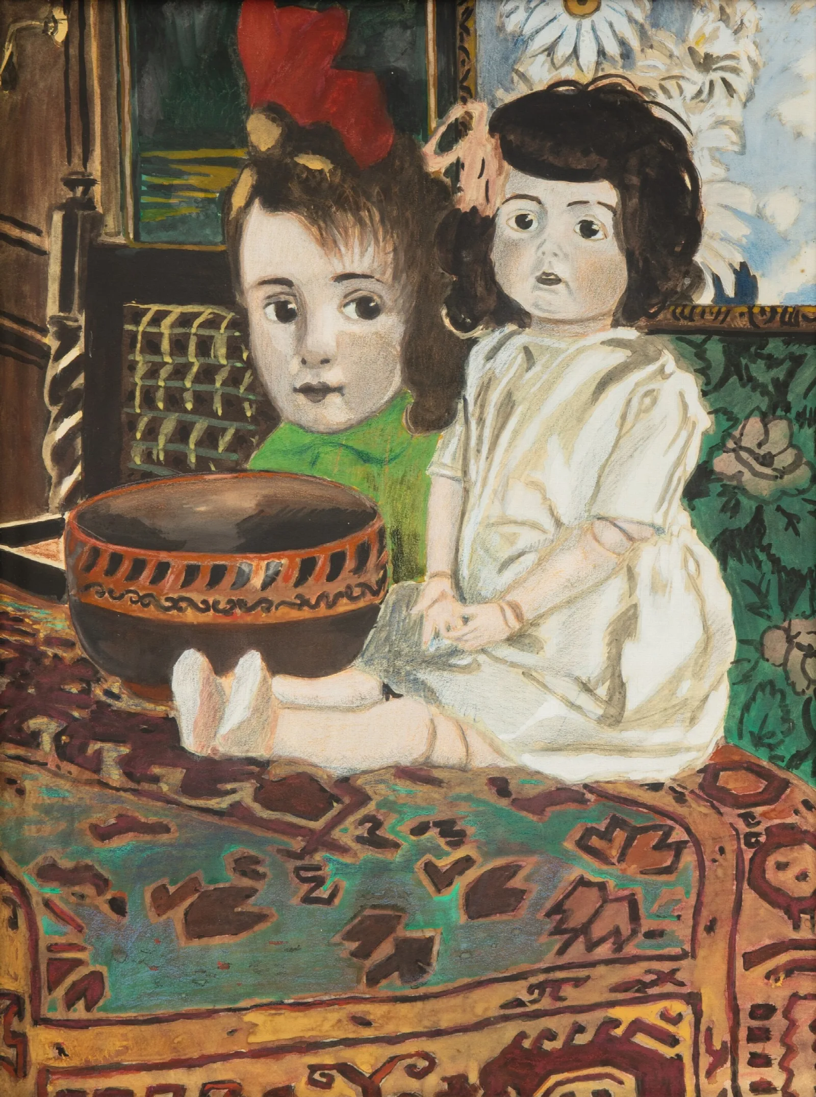 Petite Fille A La Poupee Dans Linterieur Du Peintre Wall Art by Léon Spilliaert - Canvas Print