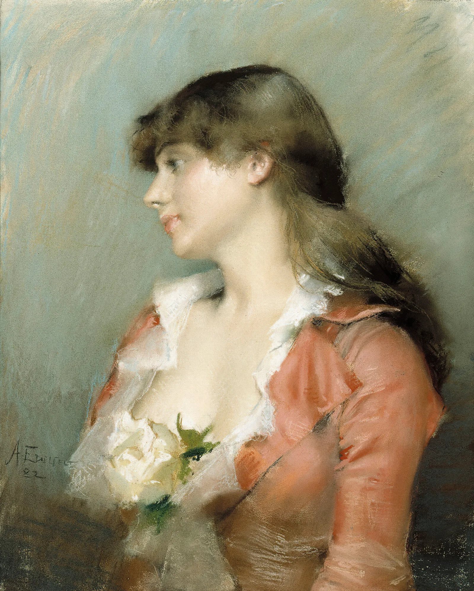 Profile Of A Young Woman Wall Art by Albert Edelfelt - Canvas Print