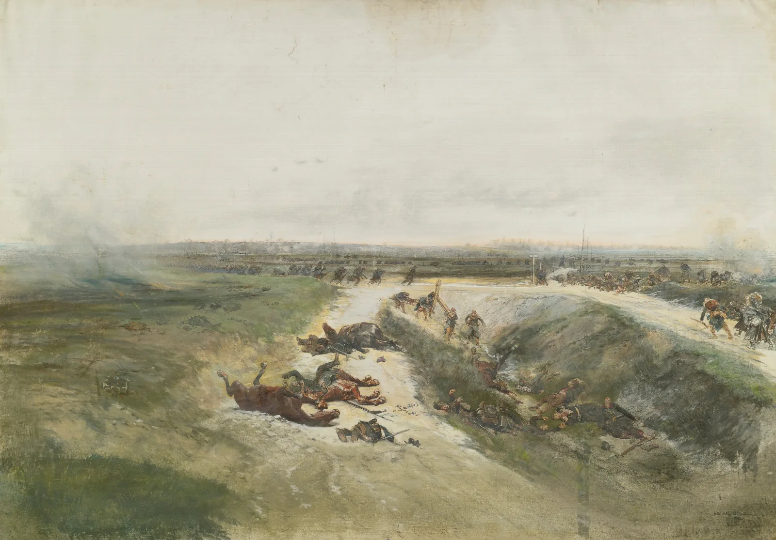 Une Loffensive Militaire A Study For The Panorama Of The Battle Of Champigny Wall Art by Jean-Baptiste Édouard Detaille - Canvas Print