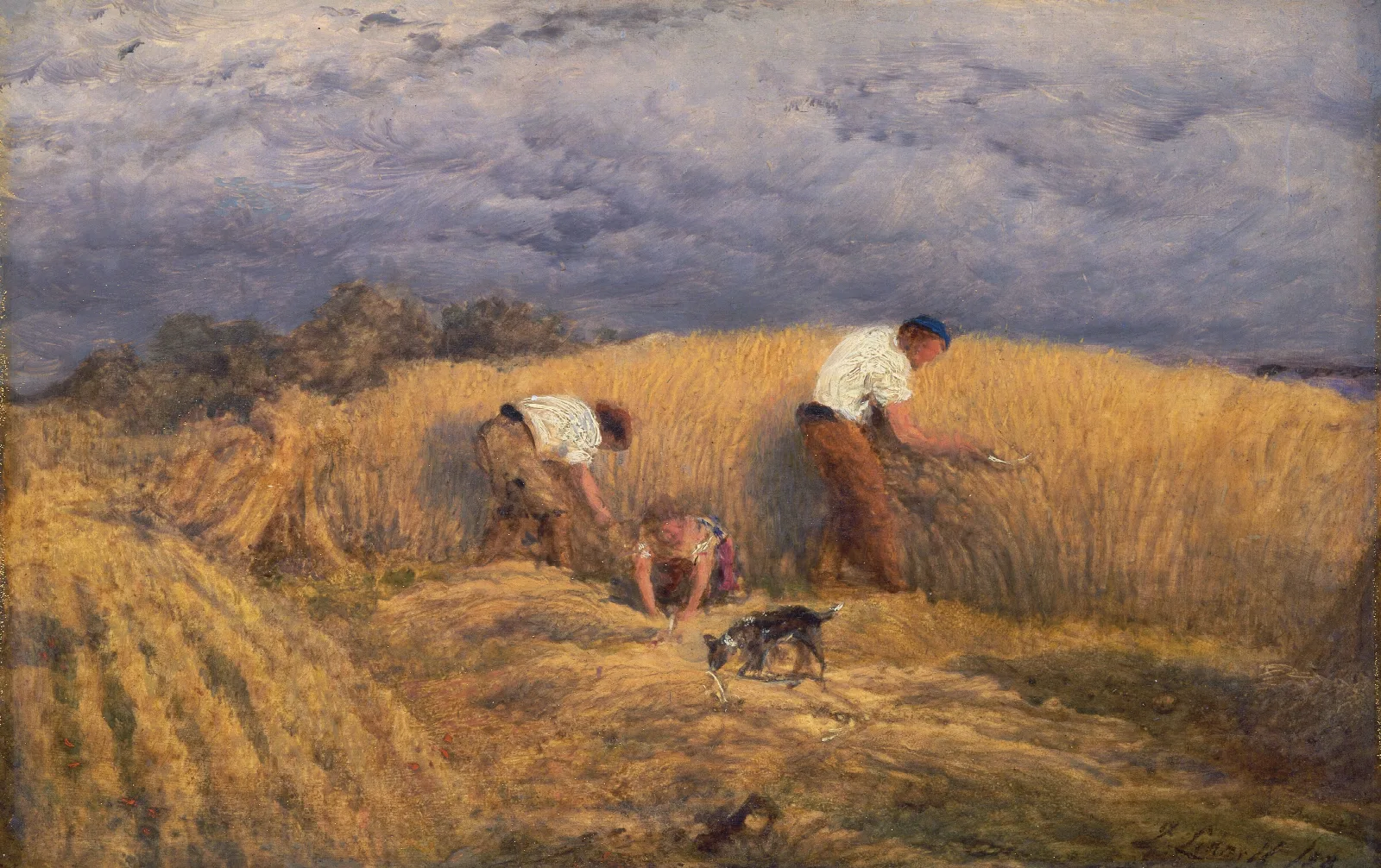 A Finished Study For Reaping Wall Art by John Linnell - Canvas Print