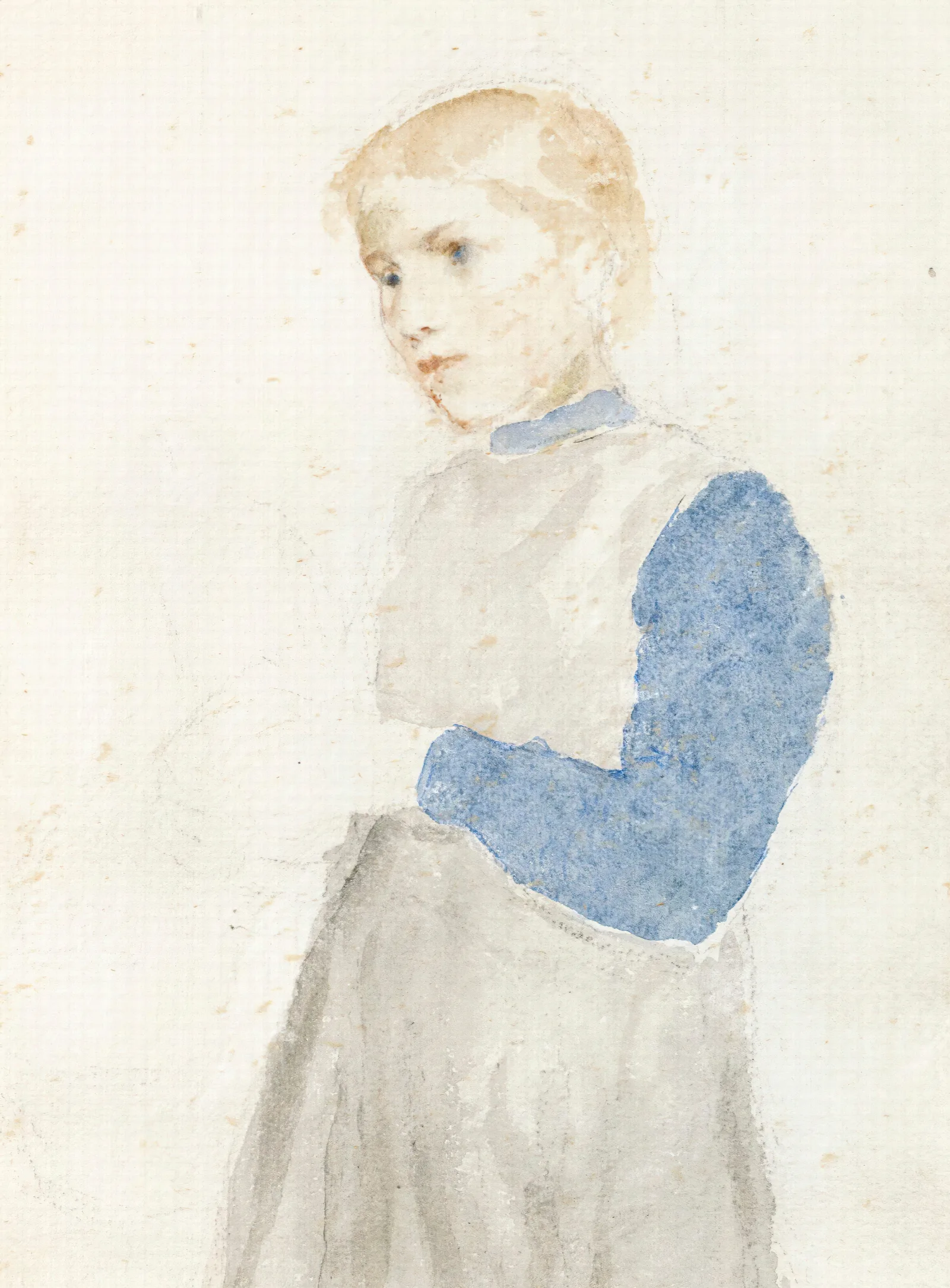 Study Of A Standing Girl Wall Art by Albert Anker - Canvas Print