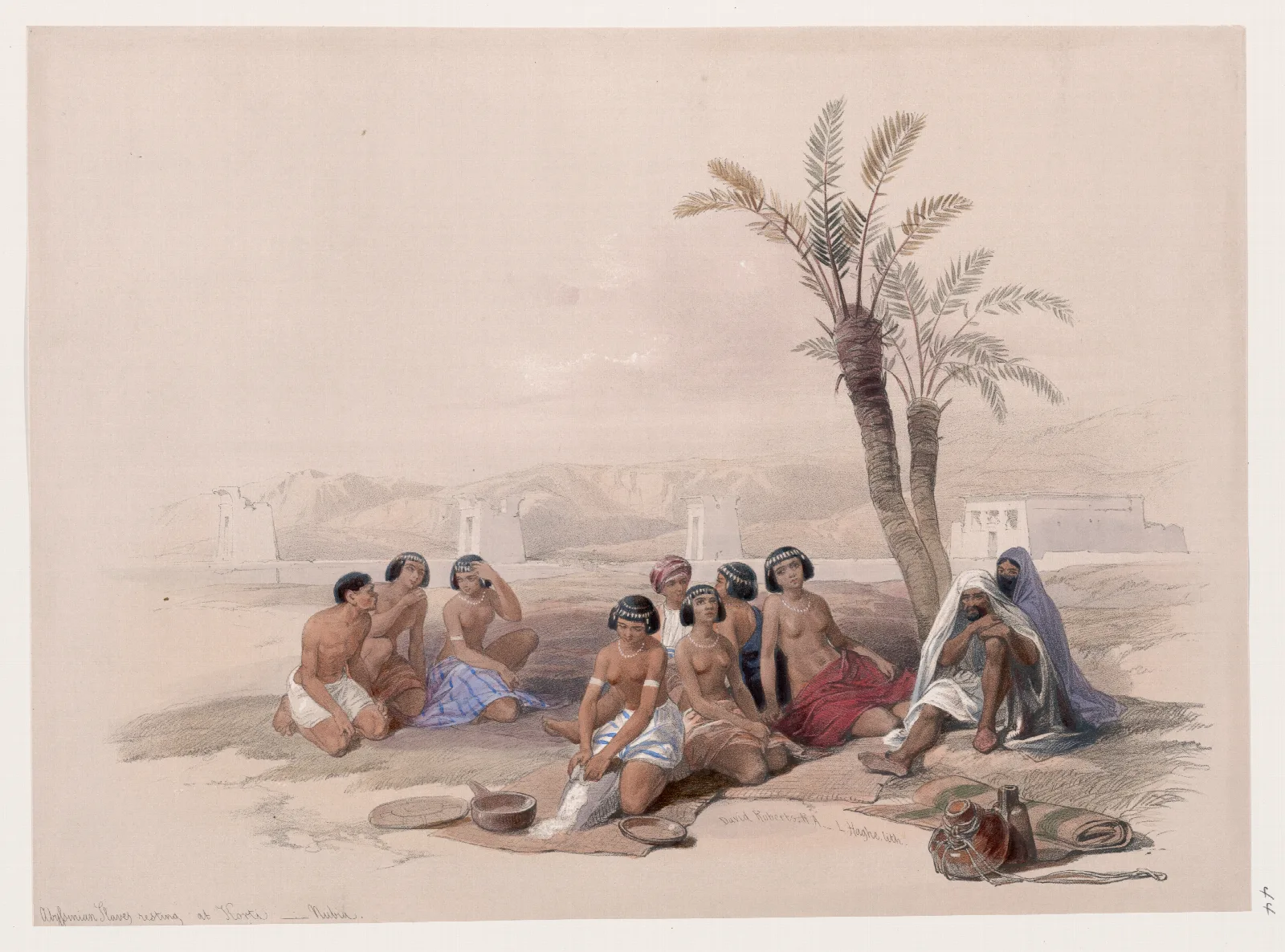 Abyssinian Slaves Resting At Korti Nubia Wall Art by David Roberts - Canvas Print