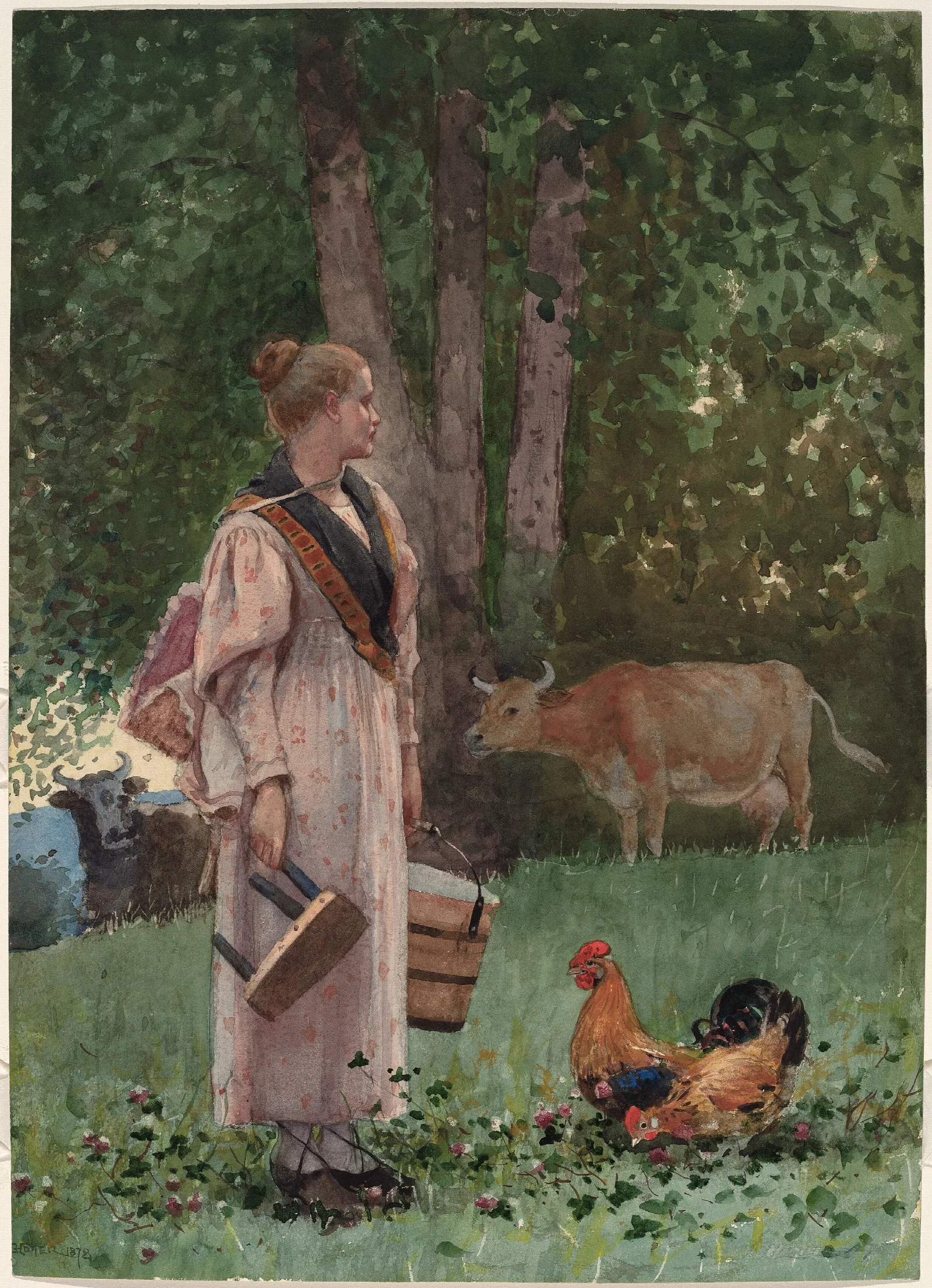 The Milk Maid Wall Art by Winslow Homer - Canvas Print