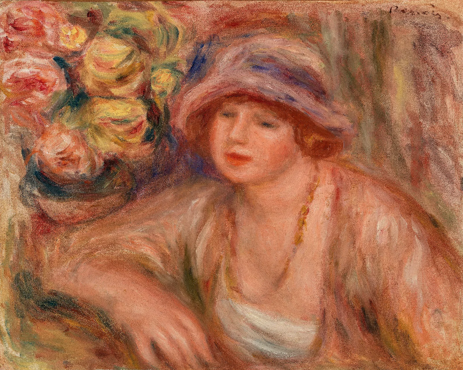 Woman Leaning Femme Accoudee Wall Art by Pierre-Auguste Renoir - Canvas Print