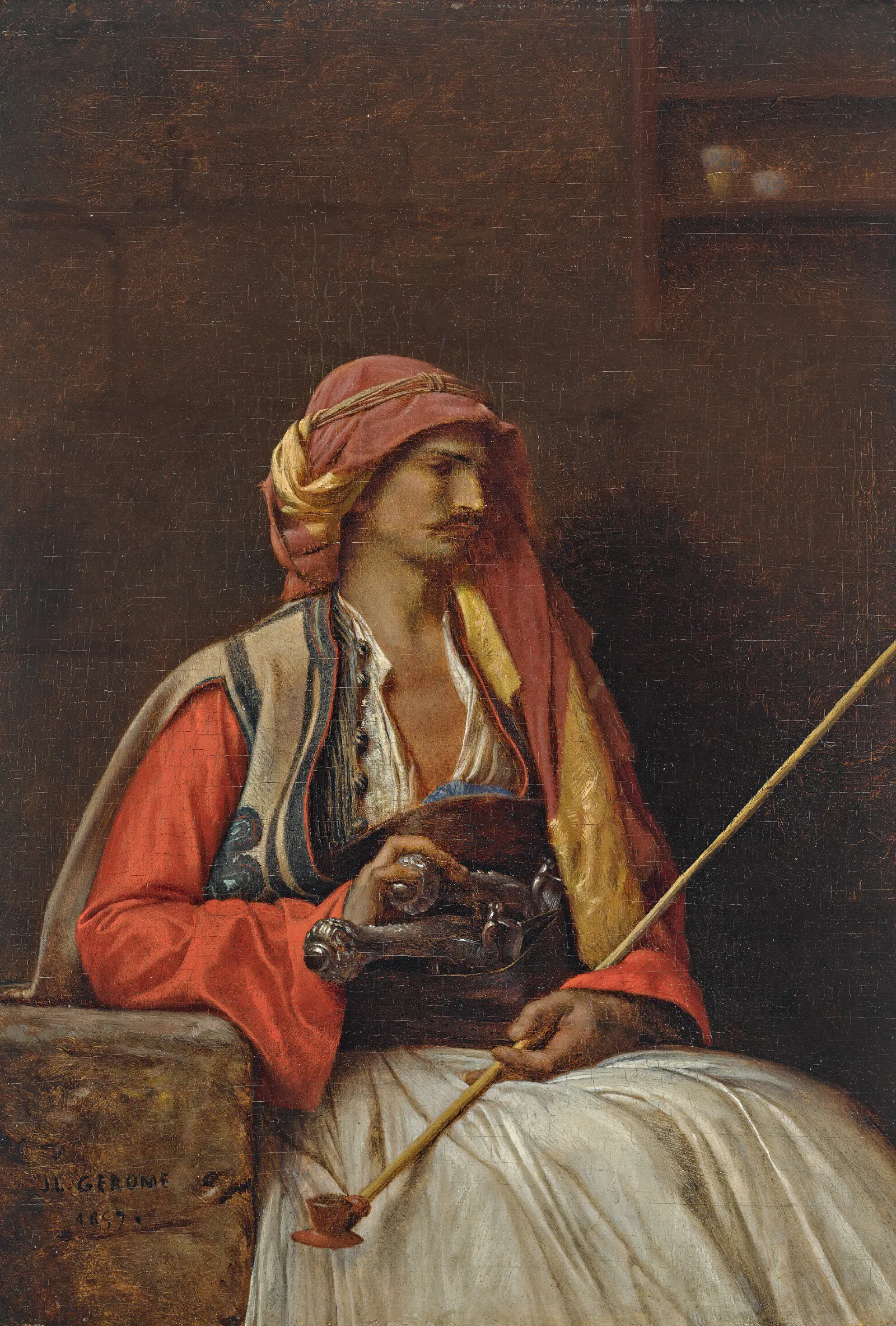 Seated Arnaut Wall Art by Jean-Léon Gérôme - Canvas Print