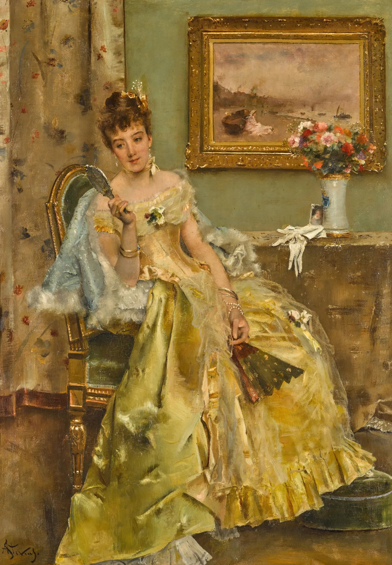 Coquetterie Wall Art by Alfred Stevens - Canvas Print