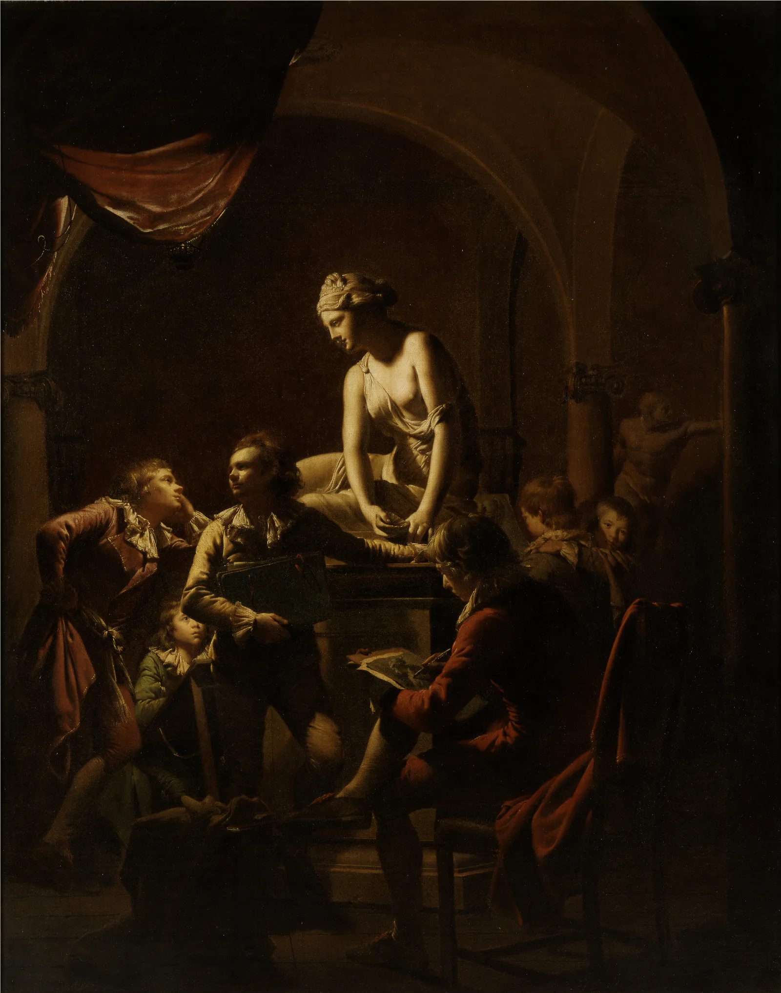 Academy By Lamplight Wall Art by Joseph Wright of Derby - Canvas Print
