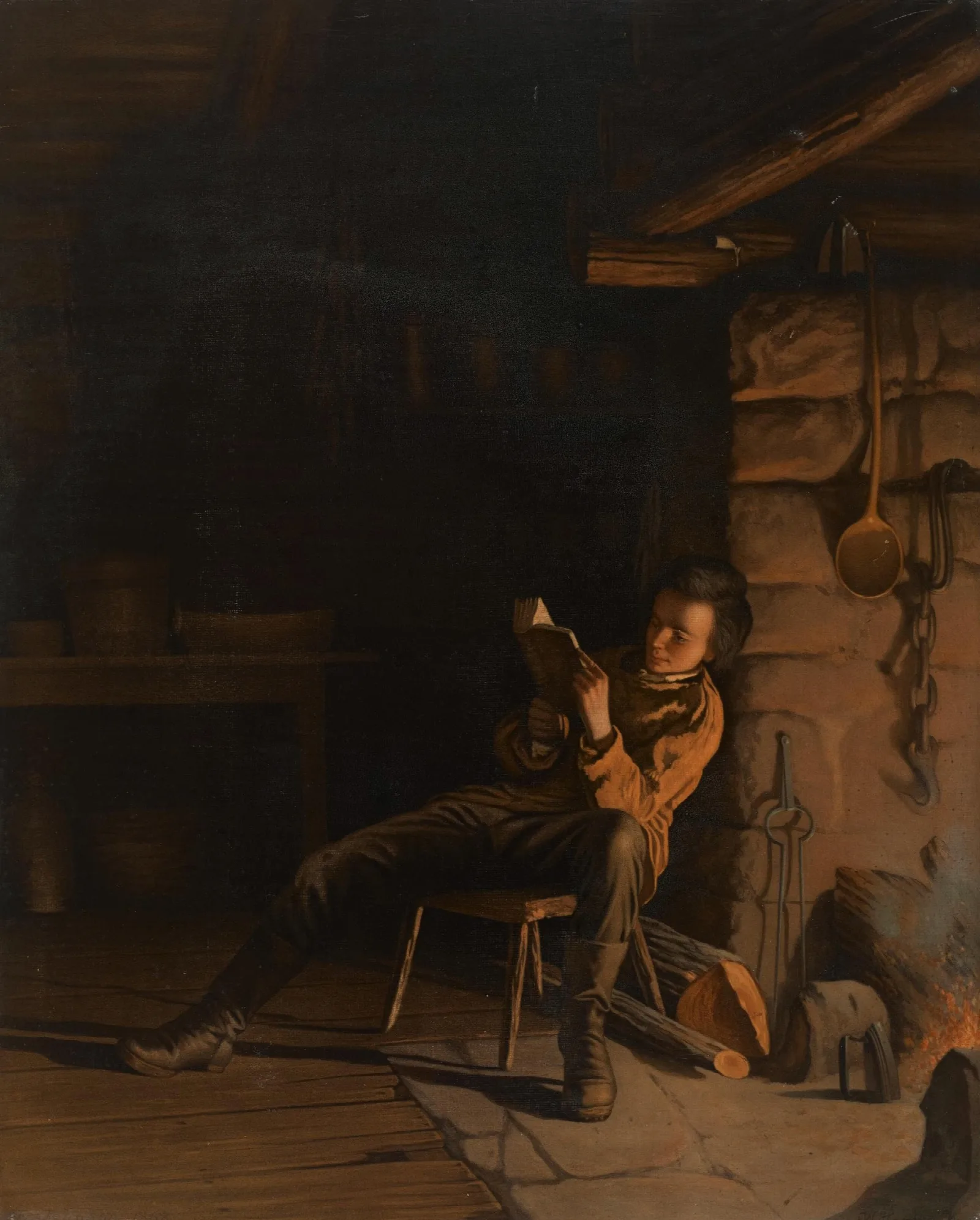 The Boyhood Of Lincoln An Evening In The Log Hut Wall Art by Eastman Johnson - Canvas Print