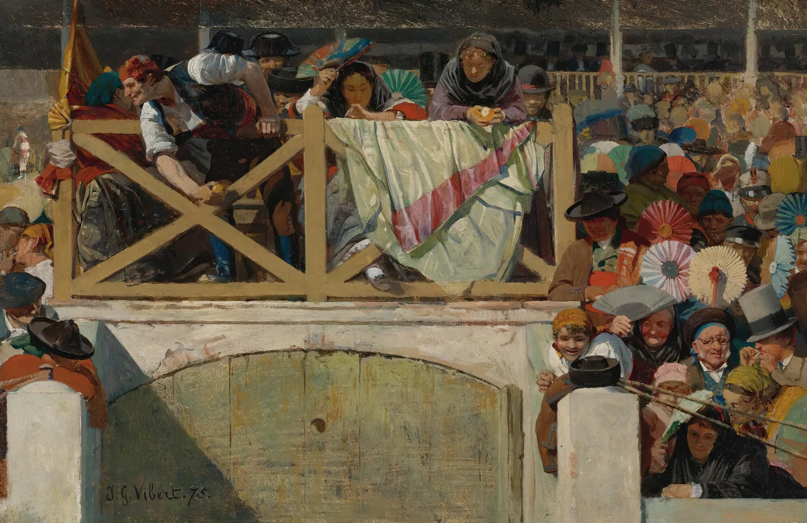 At The Corrida Wall Art by Jehan Georges Vibert - Canvas Print