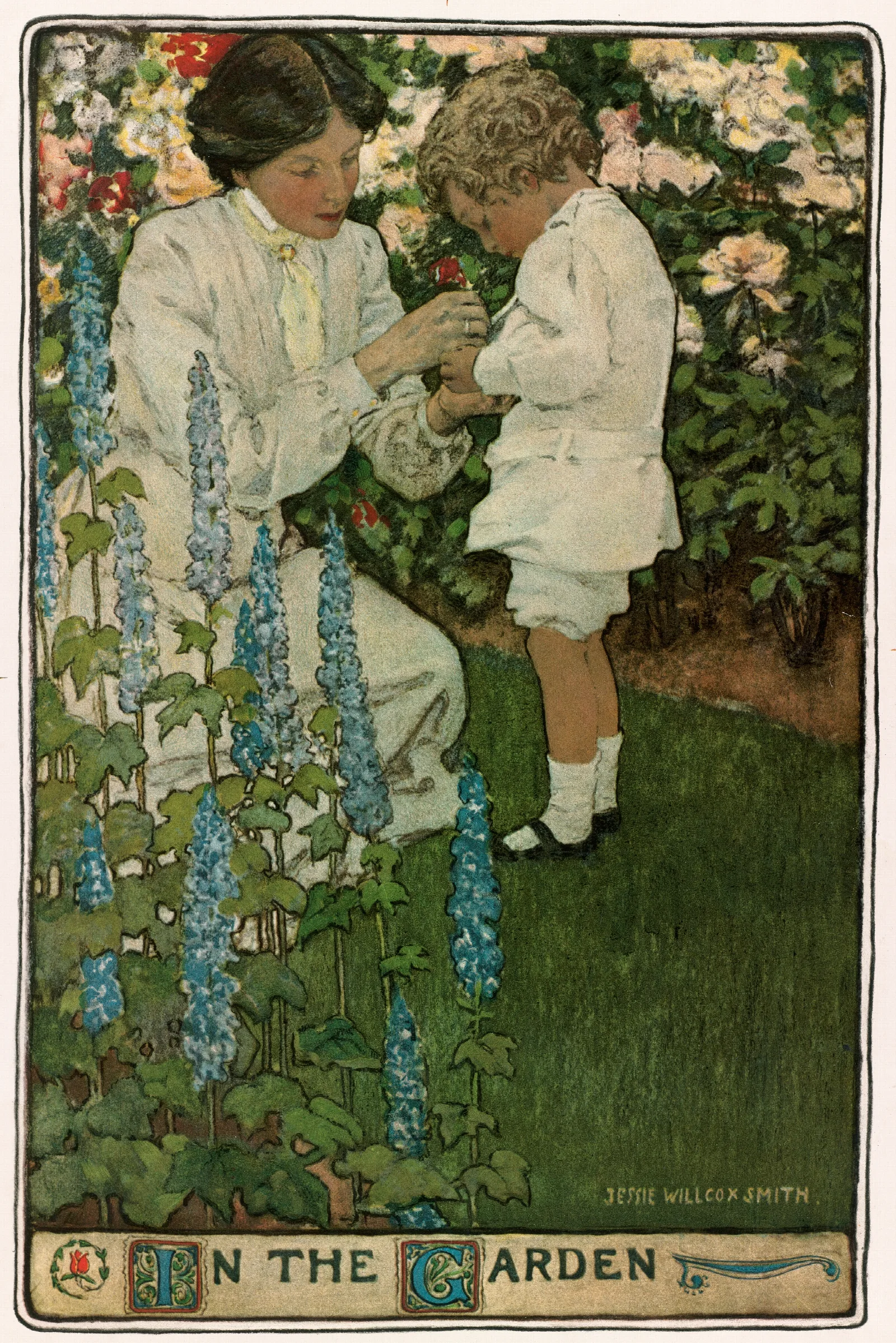 In The Garden Wall Art by Jessie Willcox Smith - Canvas Print