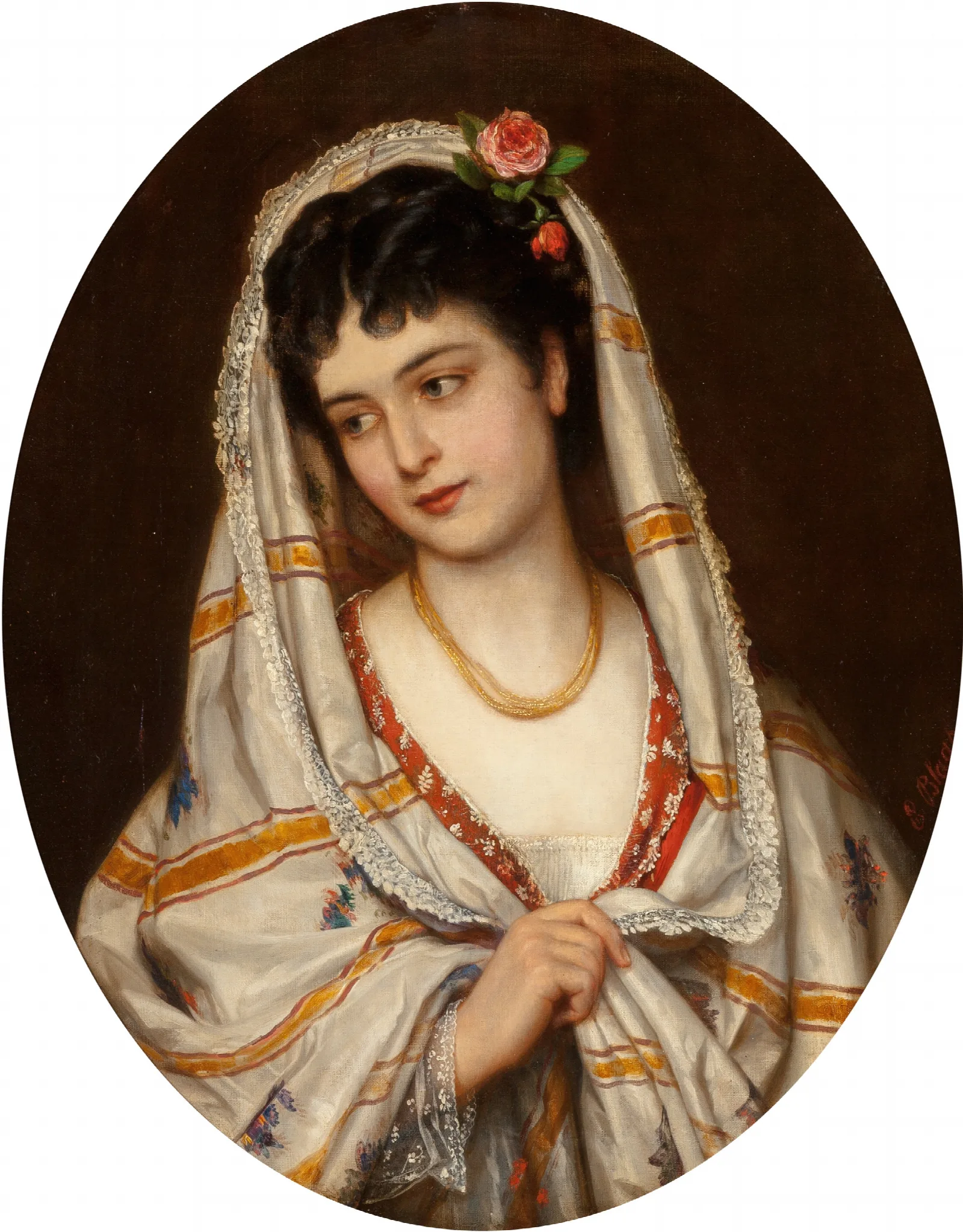A Young Italian Beauty Wall Art by Eugen von Blaas - Canvas Print