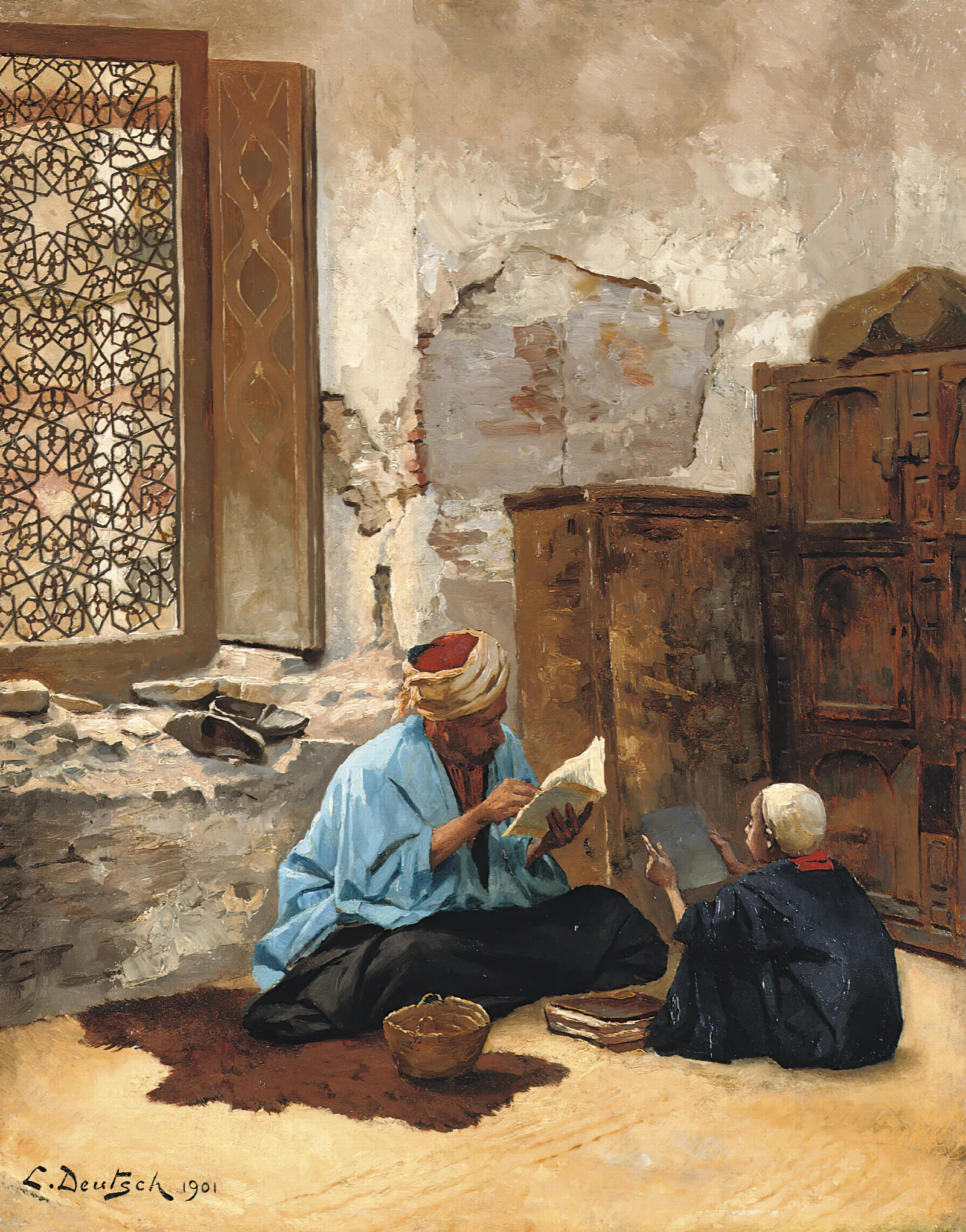 The Lesson Wall Art by Ludwig Deutsch - Canvas Print