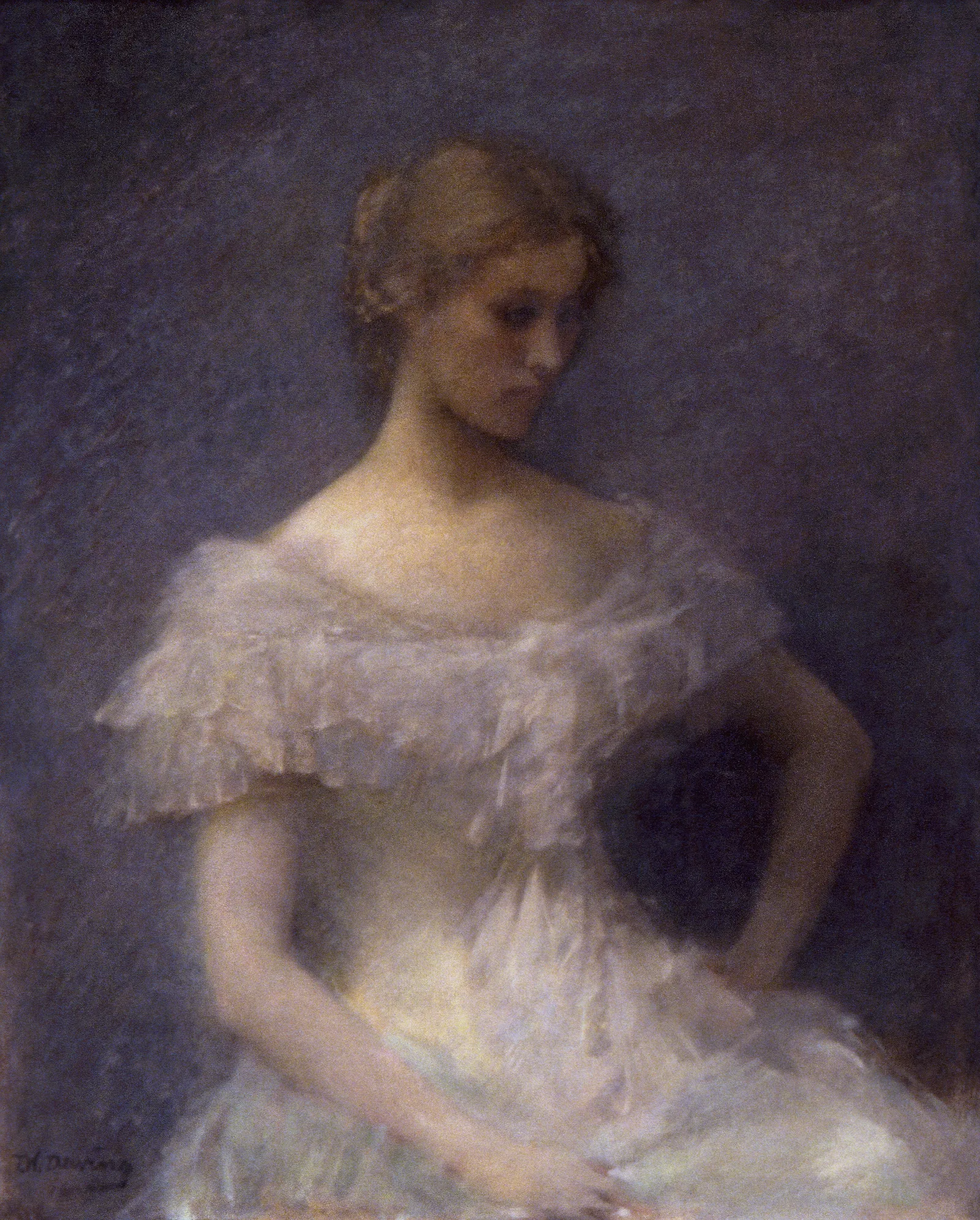Young Girl Seated Wall Art by Thomas Wilmer Dewing - Canvas Print