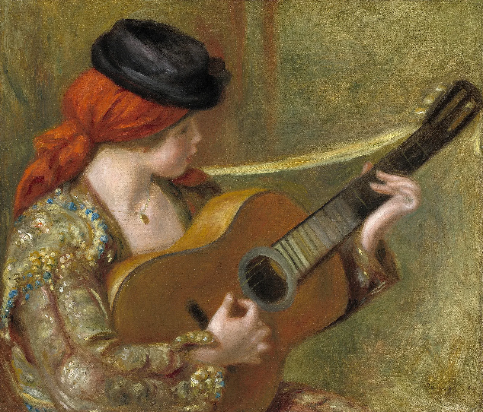 Young Spanish Woman With A Guitar Wall Art by Pierre-Auguste Renoir - Canvas Print