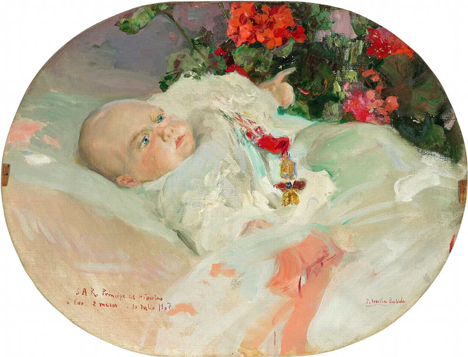 Retrato Del Principe De Asturias Alfonso De Borbon Battenberg A Los Dos Meses Wall Art by Joaquín Sorolla - Canvas Print